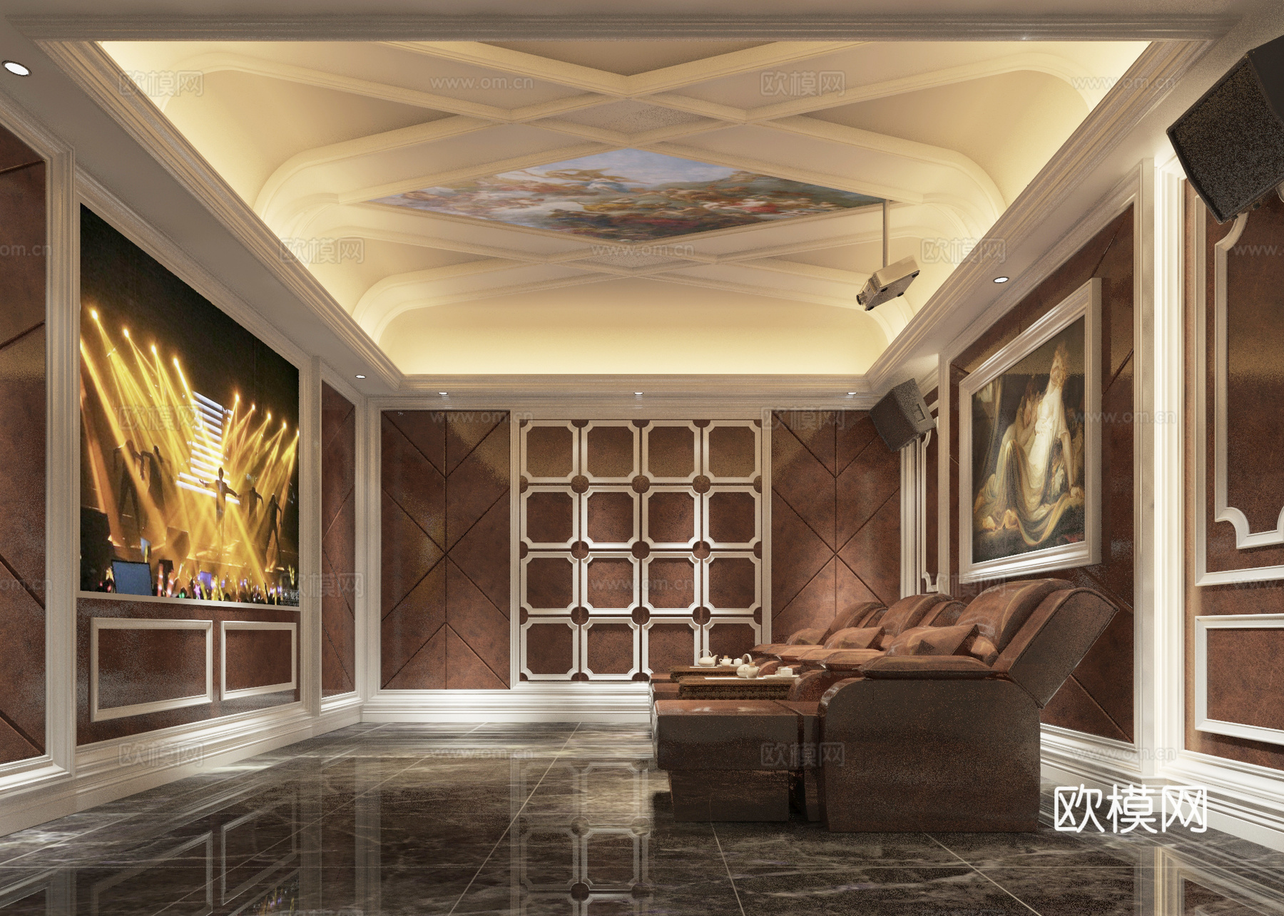 欧式古典一个ktv vip包间娱乐室3d模型下载