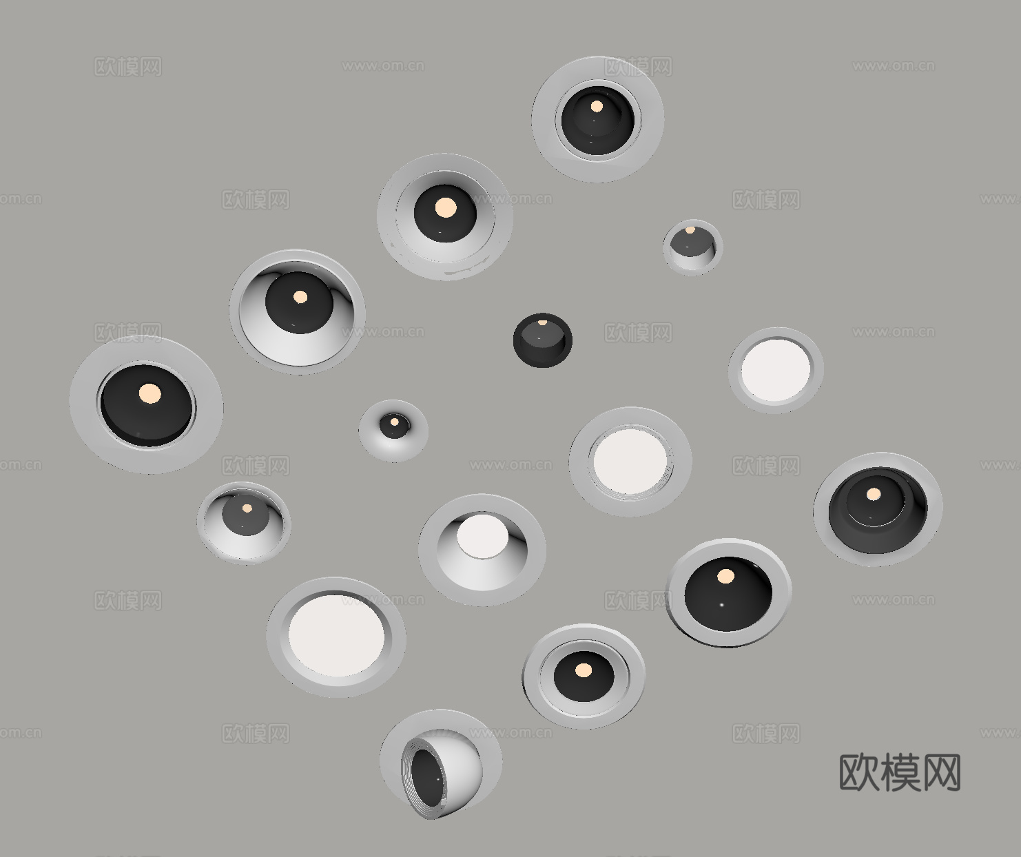 现代筒灯 嵌入式筒灯 牛角灯su模型