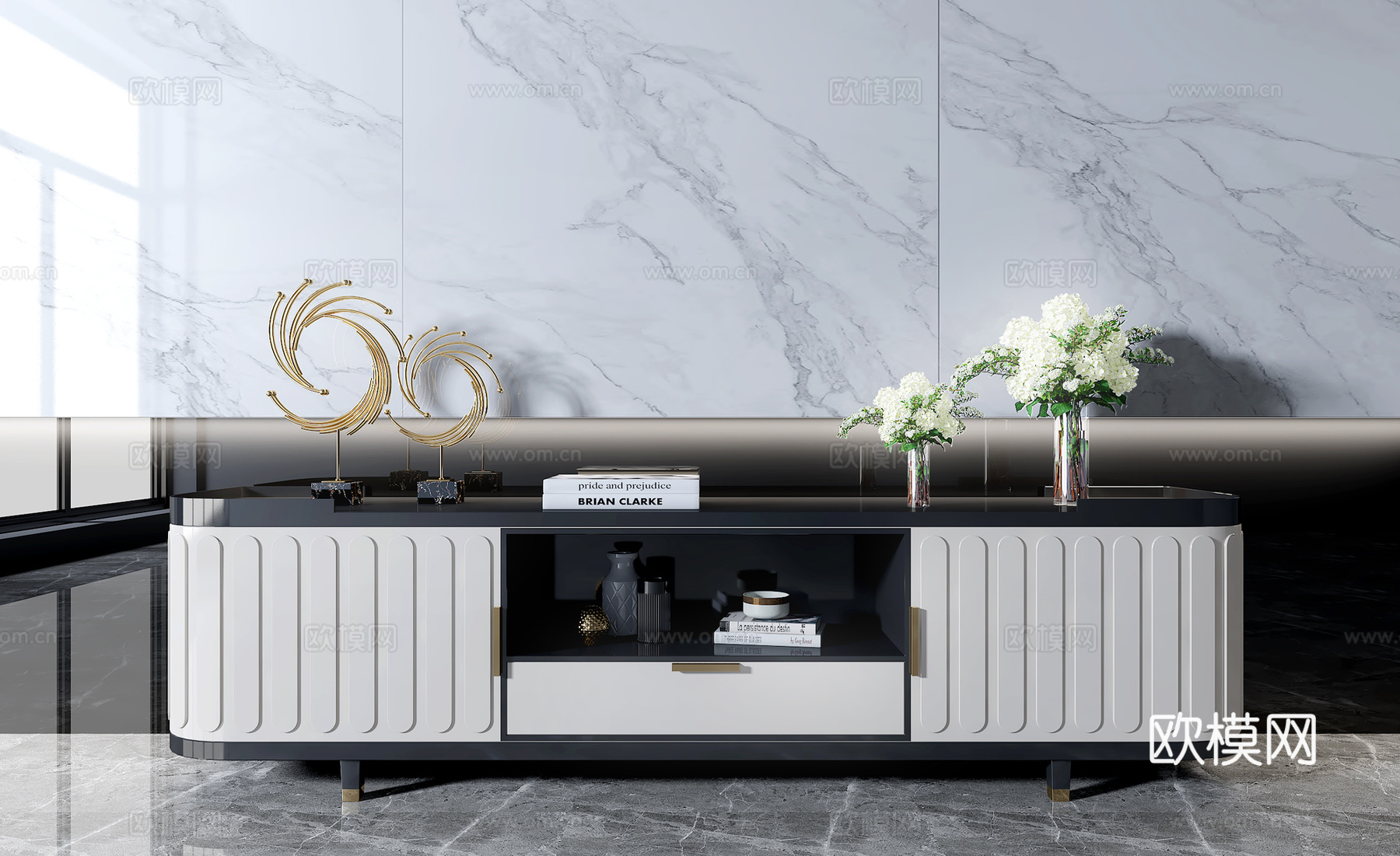 现代电视柜组合3d模型下载