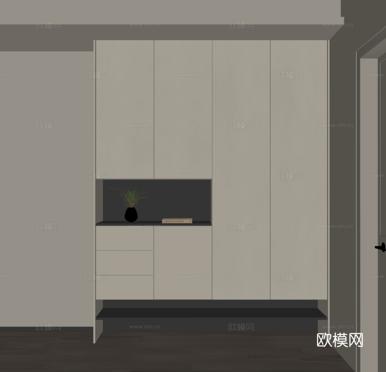 现代意式鞋柜 入户鞋柜su模型