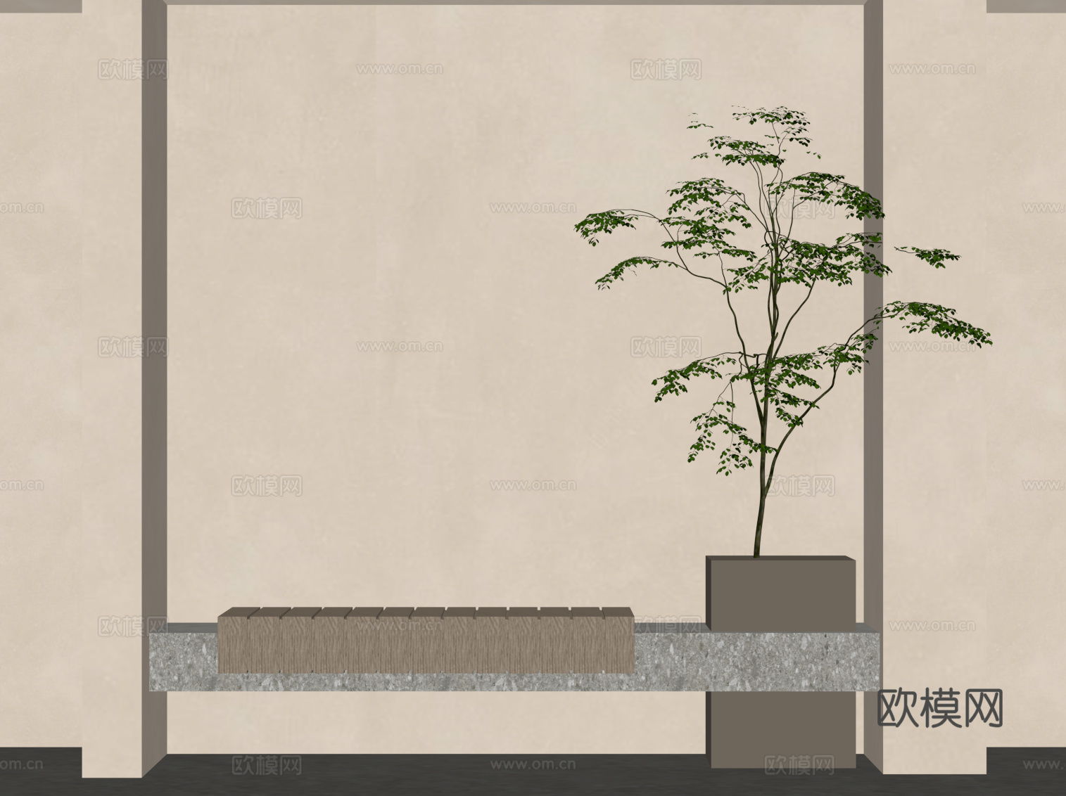 现代小景观 户外椅su模型