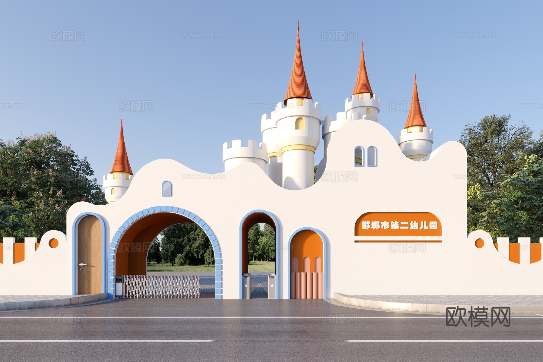 幼儿园大门入口 游乐场大门 城堡大门入口su模型