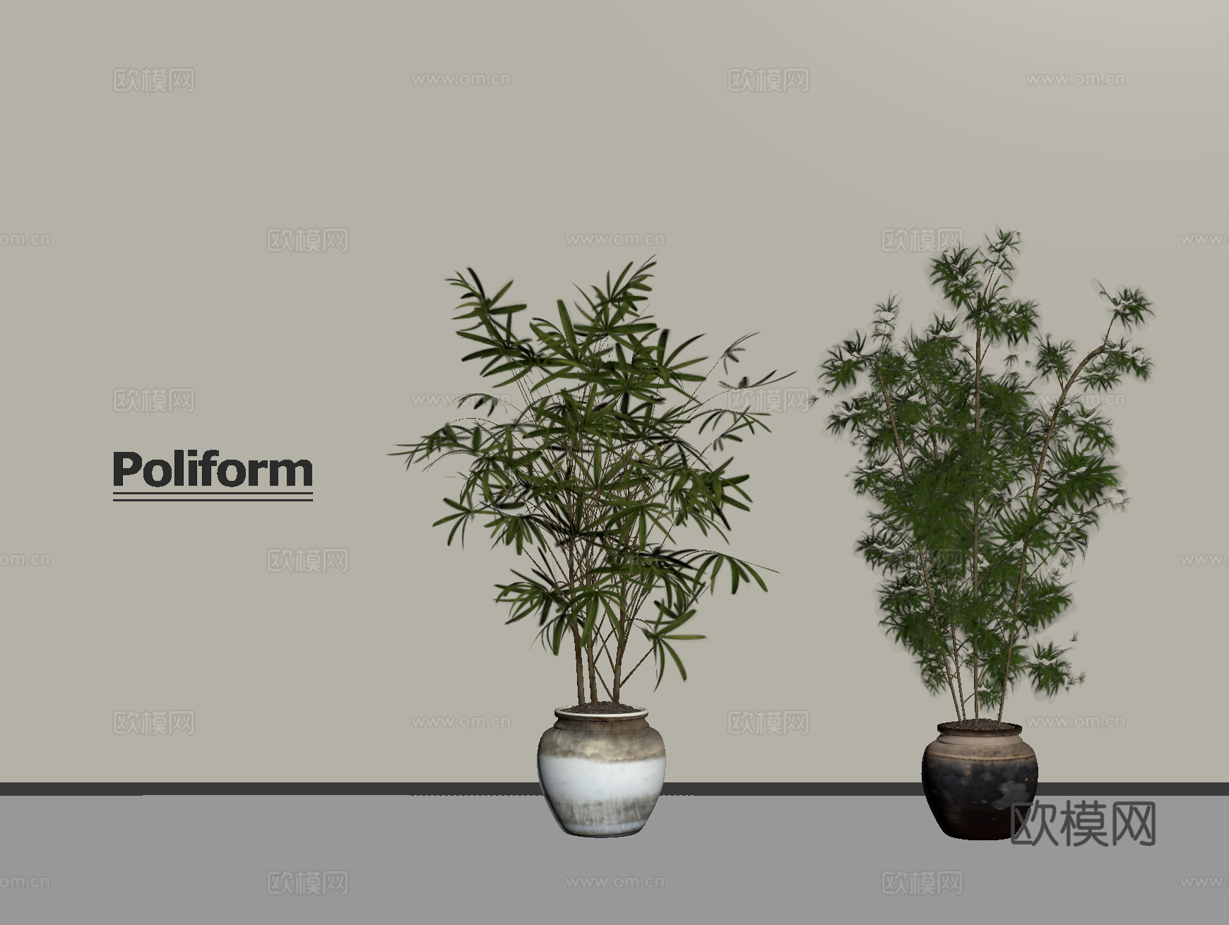 中古风盆栽 盆景 绿植盆栽su模型