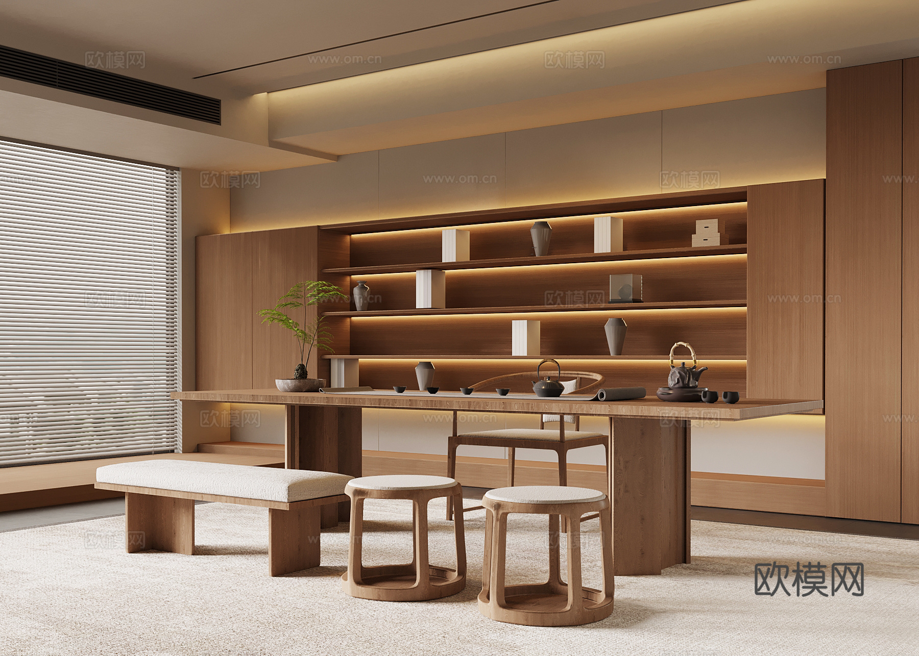 新中式茶室3d模型下载