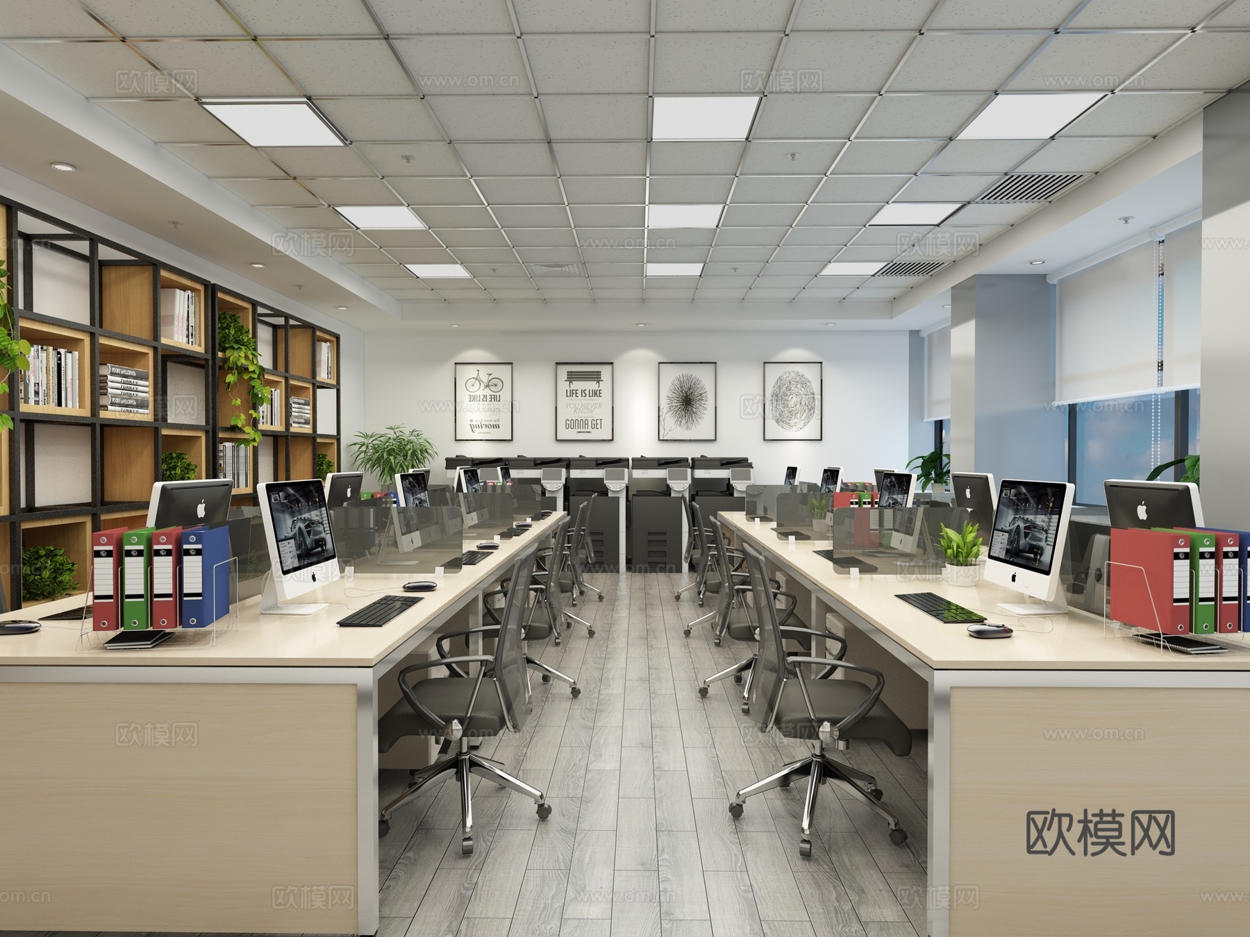 现代办公室 财务室 现代3d模型下载（渲染图1）