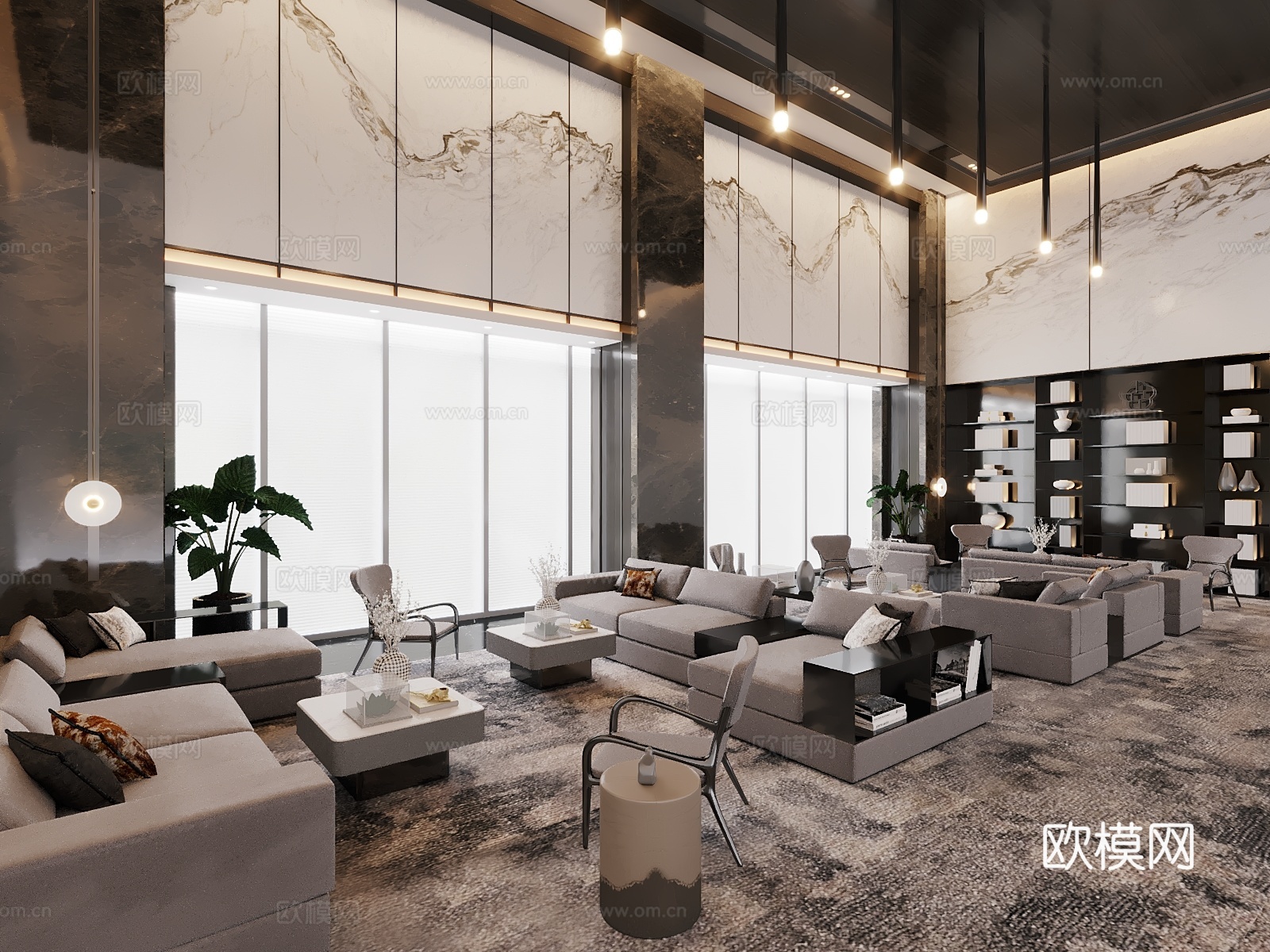 酒店招待大堂3d模型下载