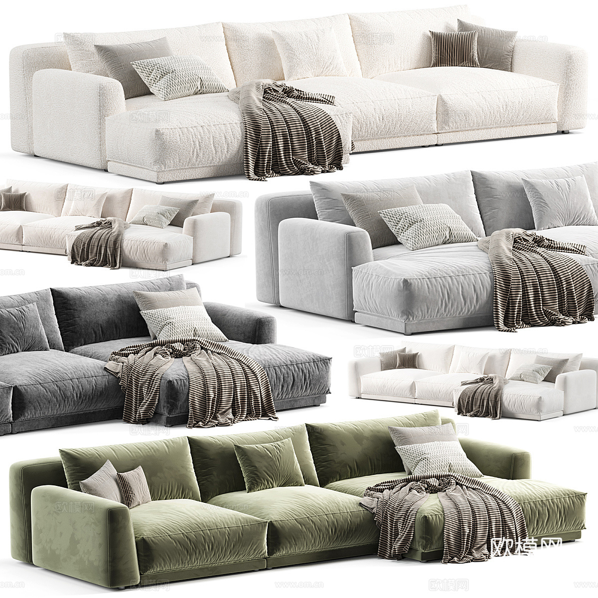 现代 Poliform Paris 布艺转角沙发3d模型下载（渲染图5）