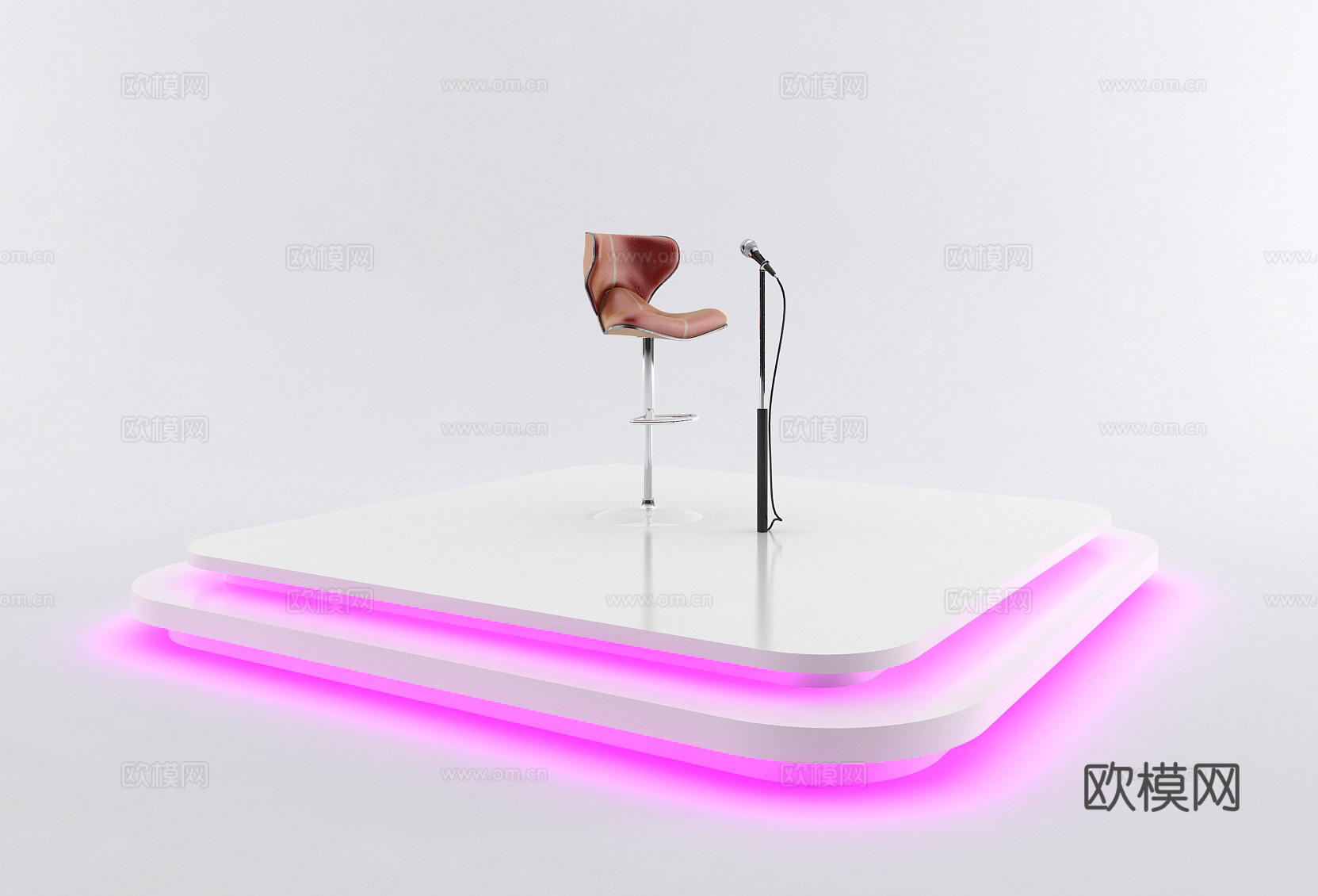 现代吧椅 话筒 唱台3d模型