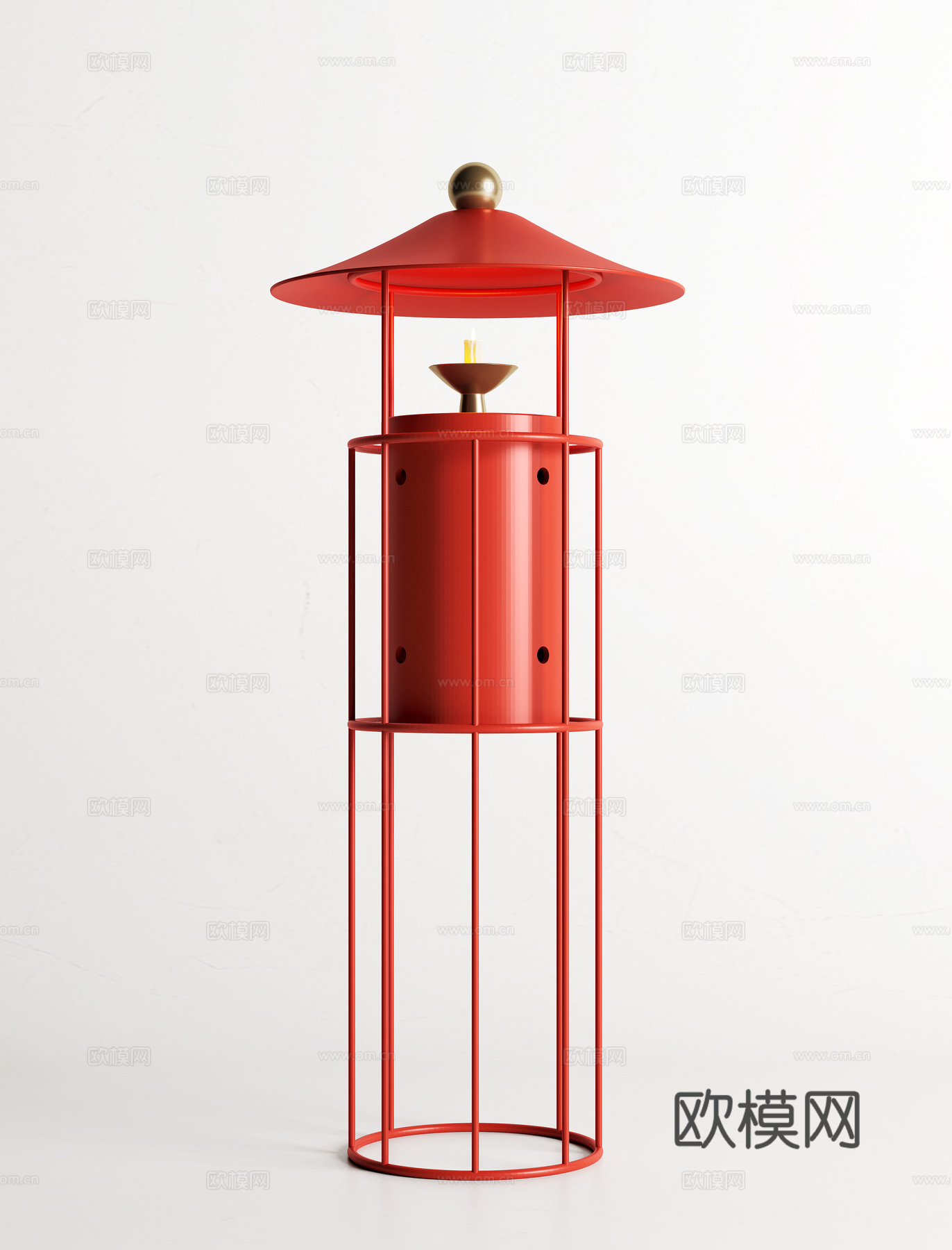 新中式国潮落地灯 烛台3d模型下载