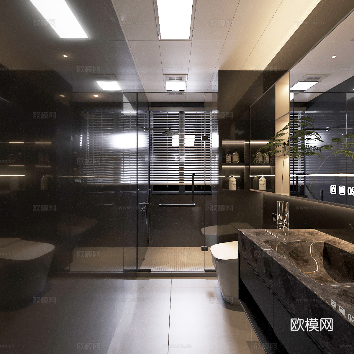 现代意式卫生间su模型
