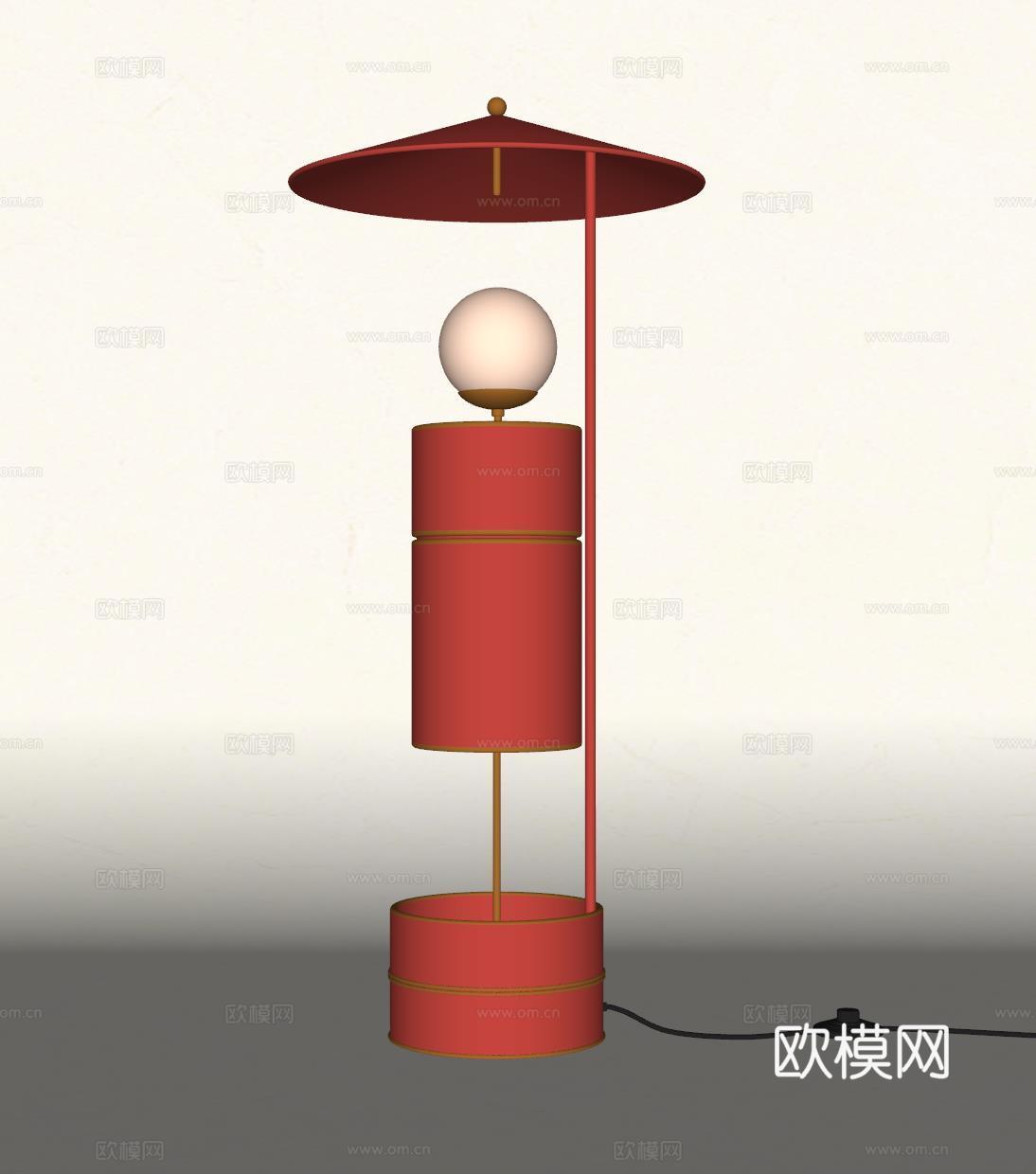 新中式国潮落地灯 烛台su模型