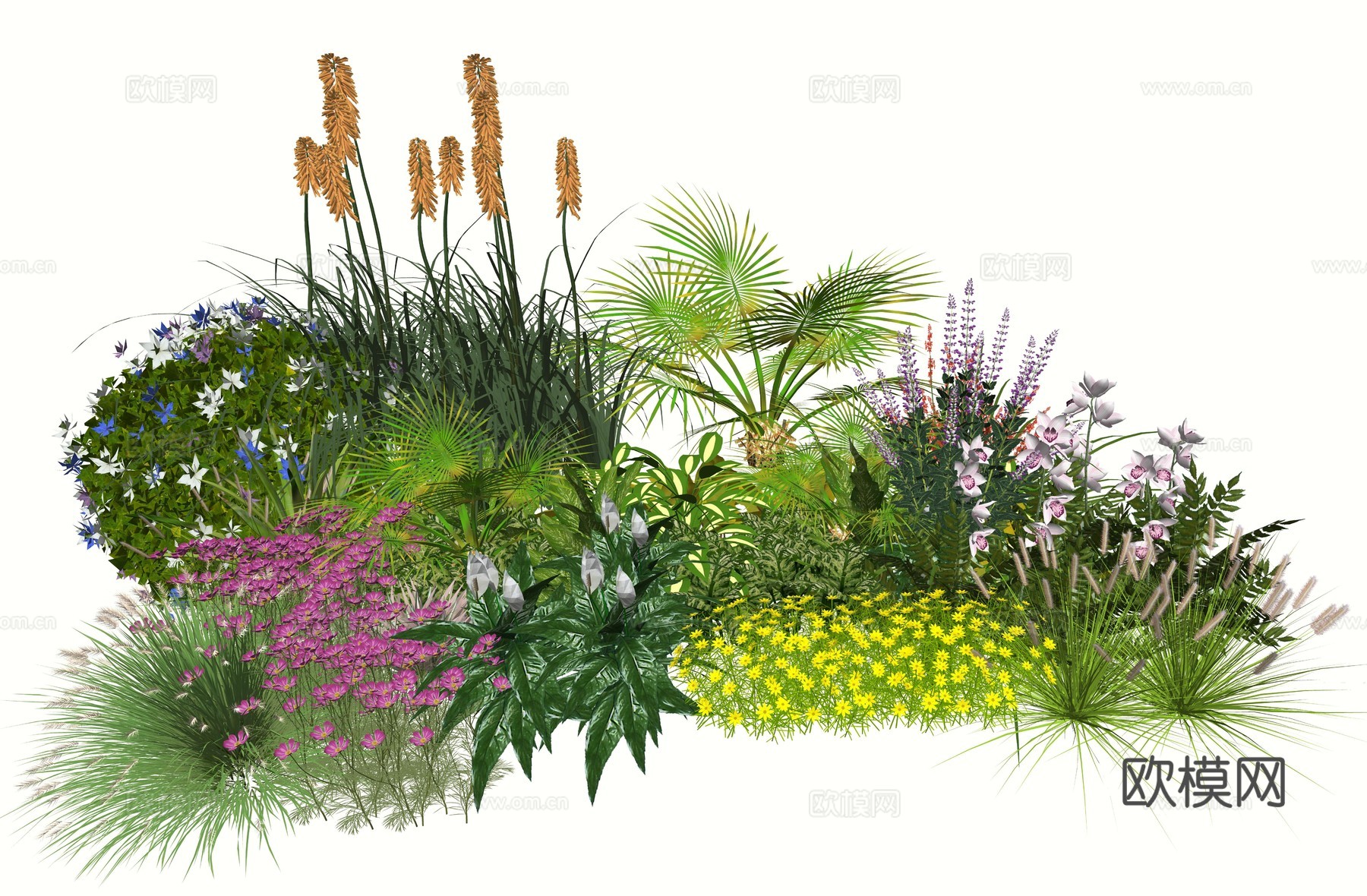 现代庭院花卉植物景观组合su模型