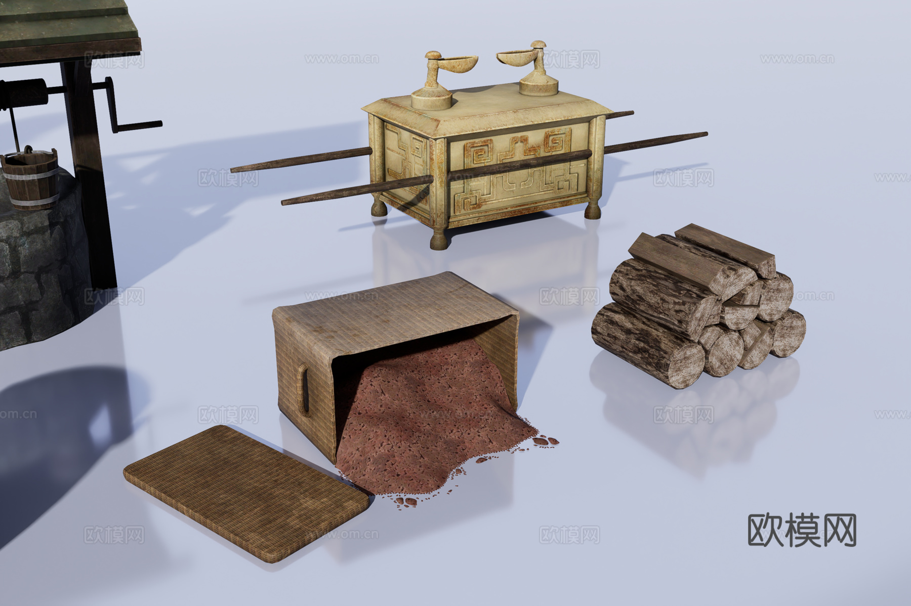 寺庙物品道具3d模型下载（渲染图2）