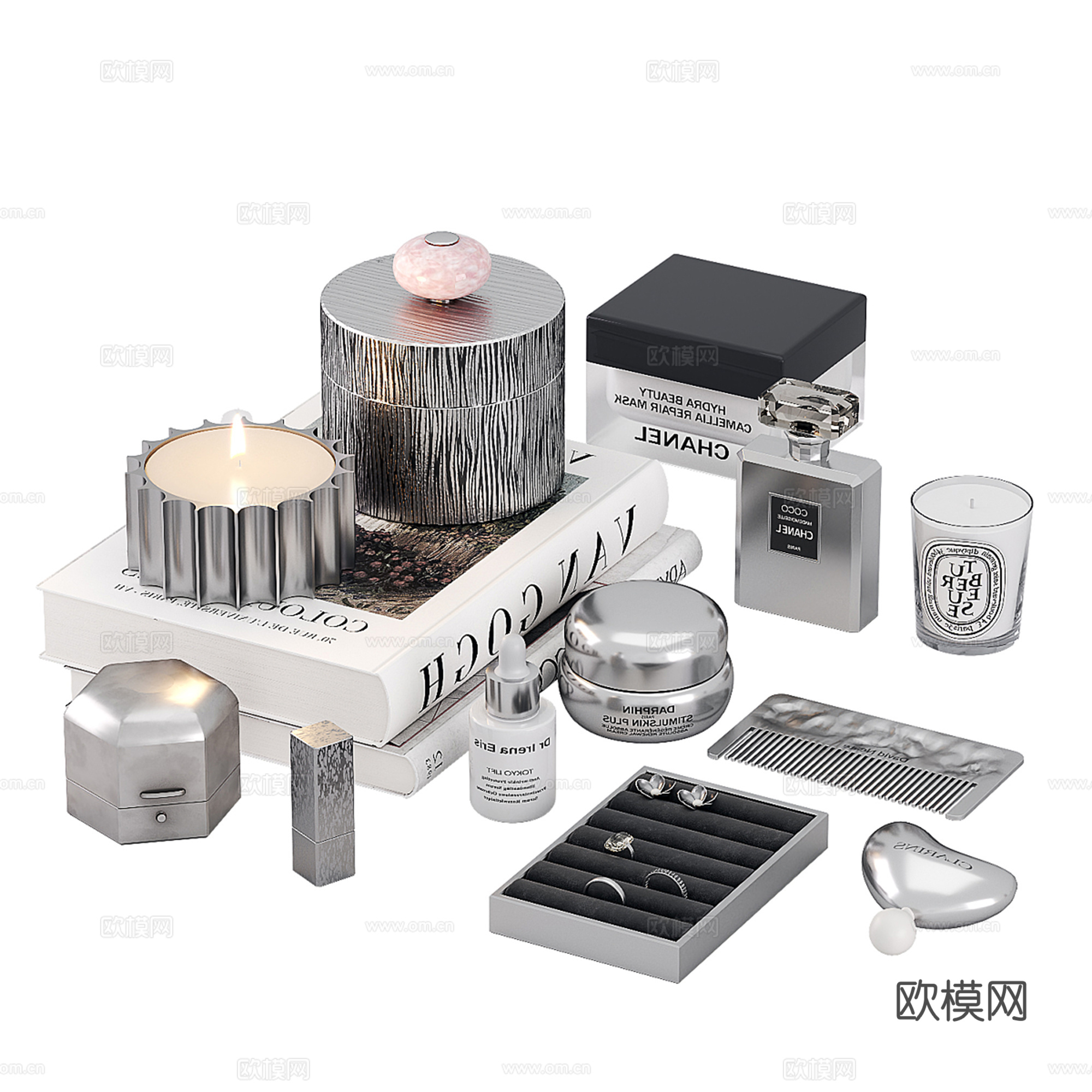 现代轻奢饰品摆件组合su模型