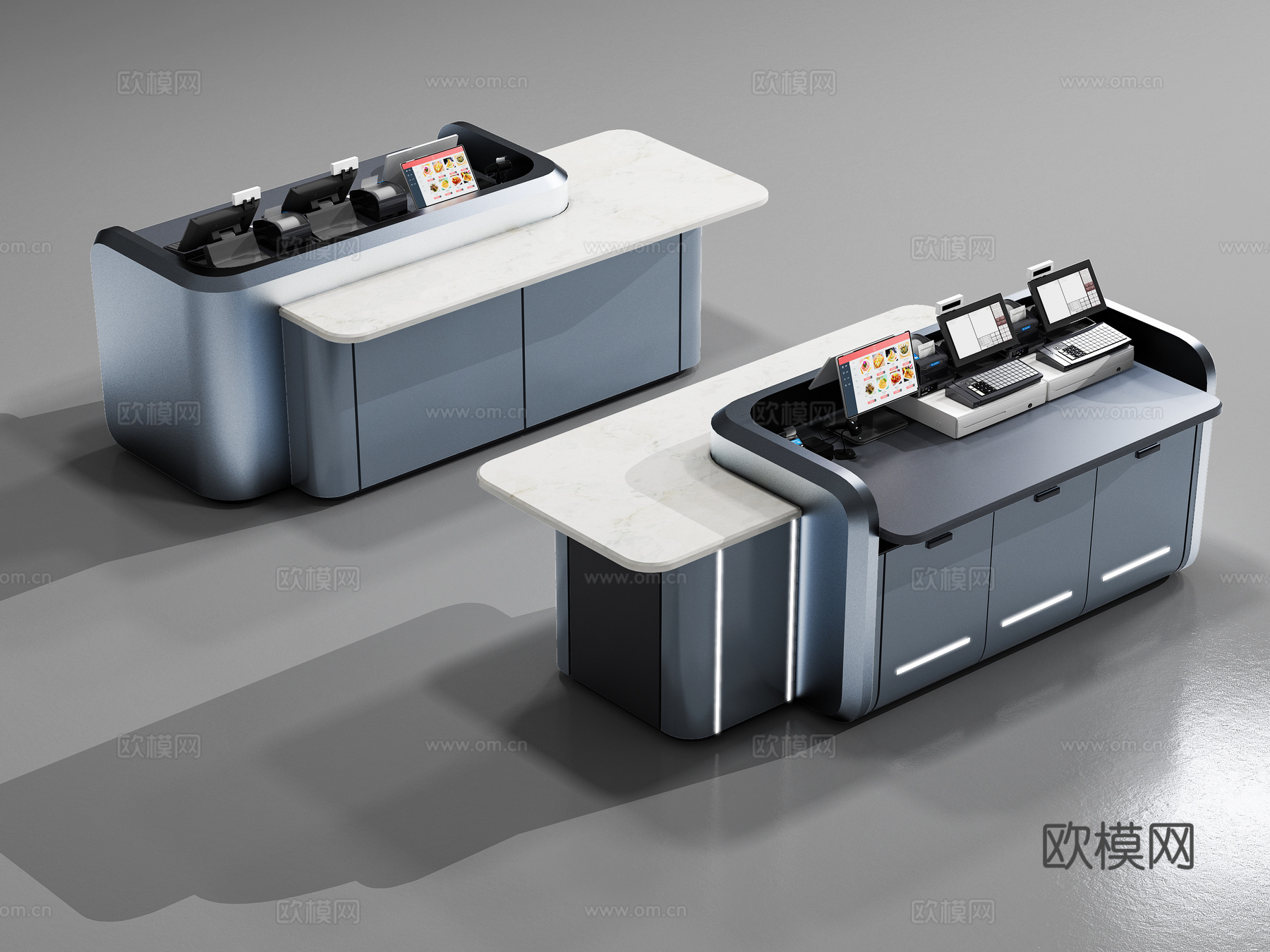 现代收银台 收银桌 点餐台 超市收银台3d模型下载