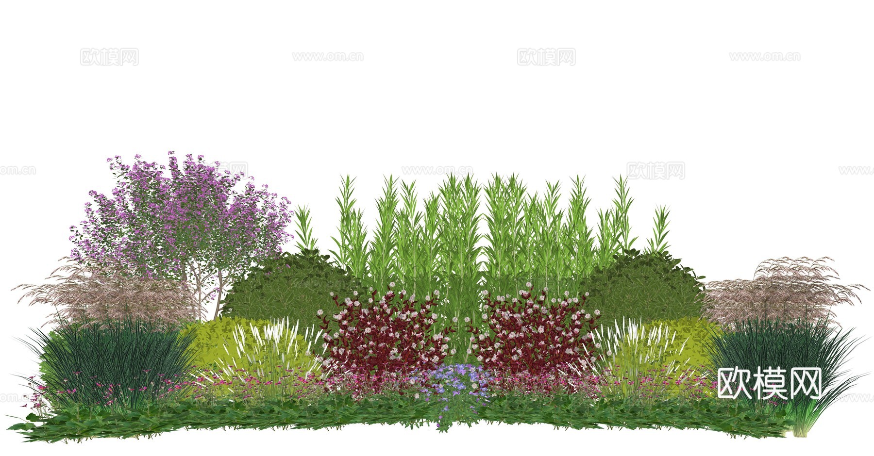 现代庭院花卉植物堆组合su模型