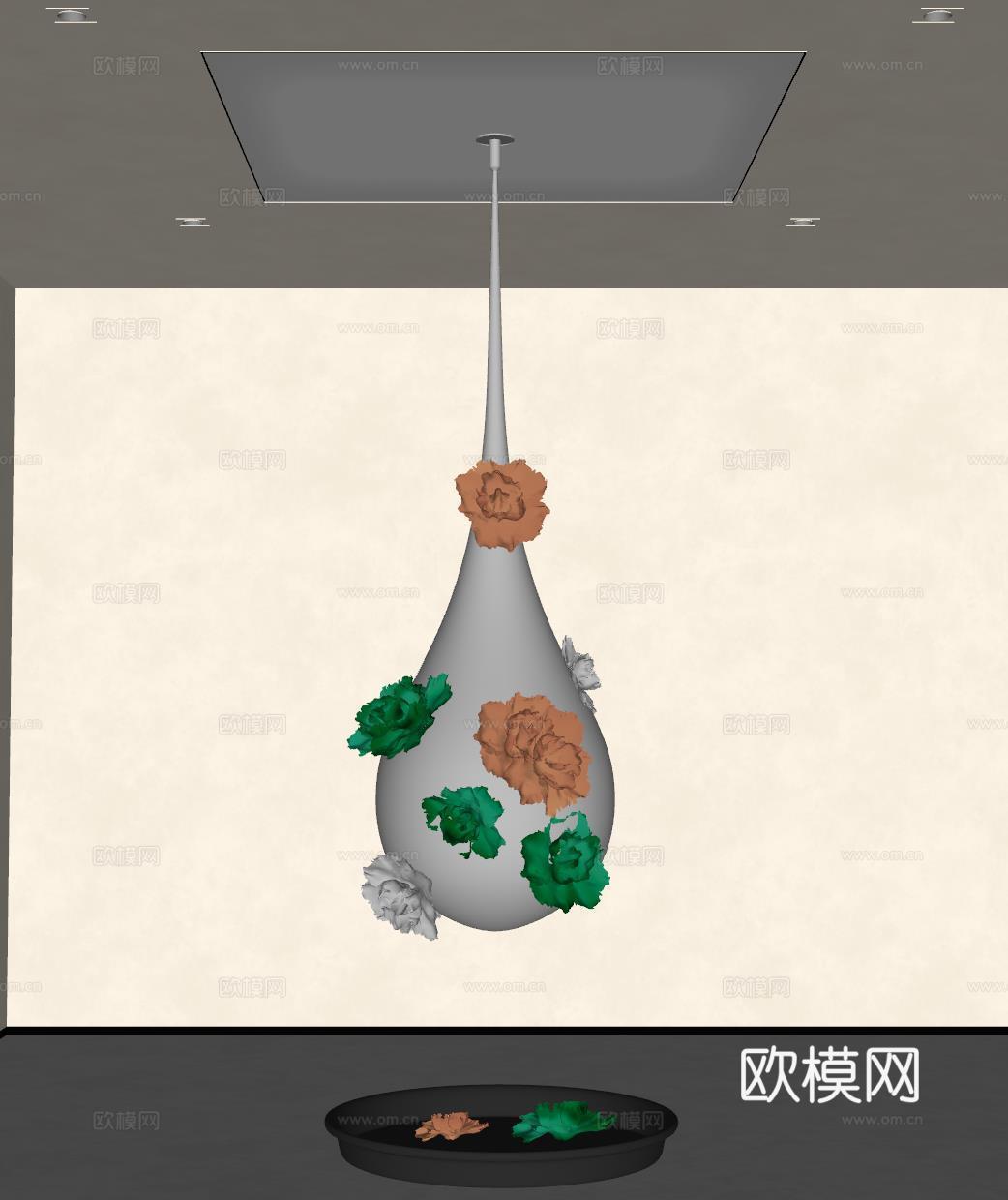现代艺术装置 金属装置 金属吊饰su模型