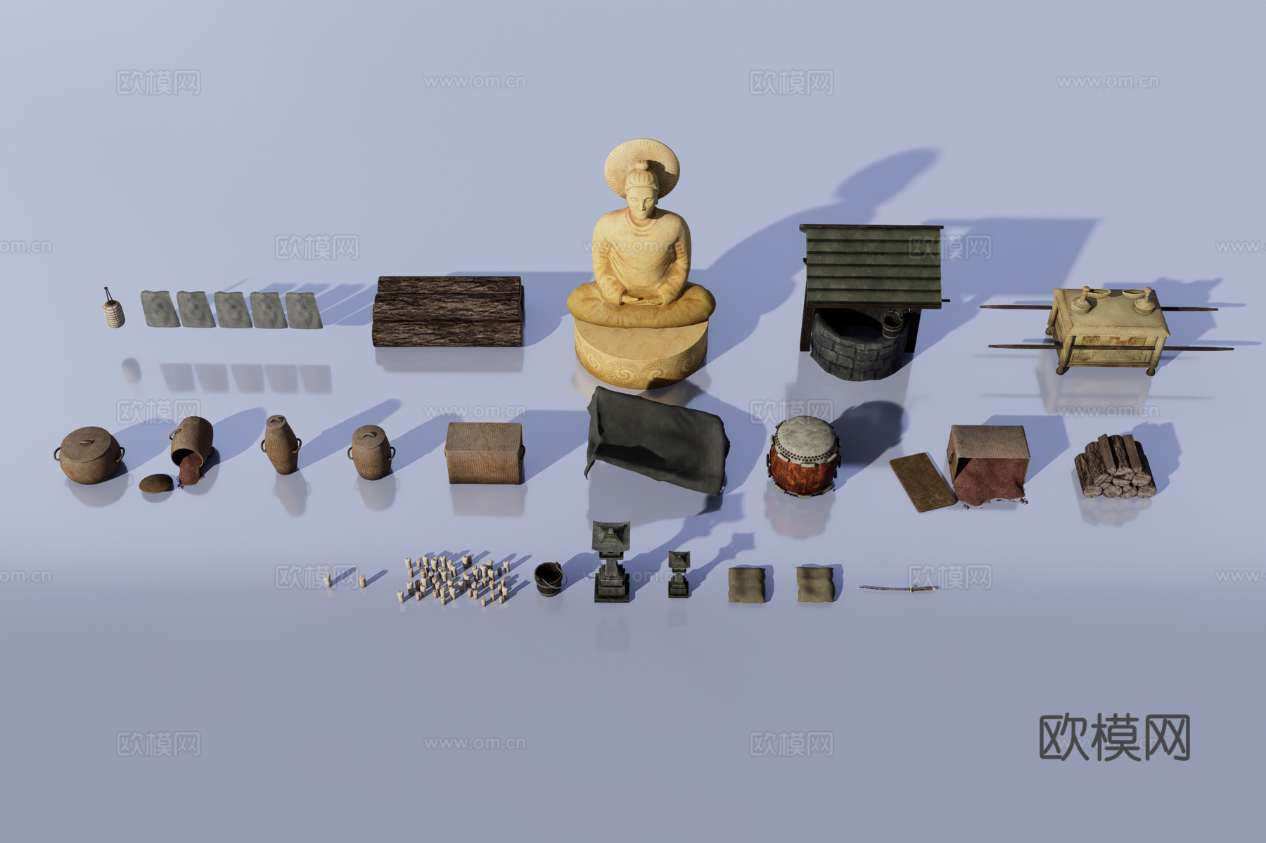 寺庙物品道具3d模型下载（渲染图1）
