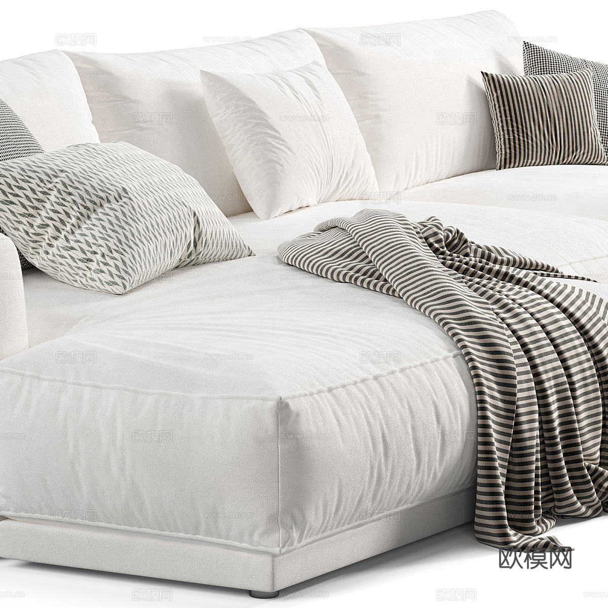 现代 Poliform Paris 布艺转角沙发3d模型下载（渲染图4）