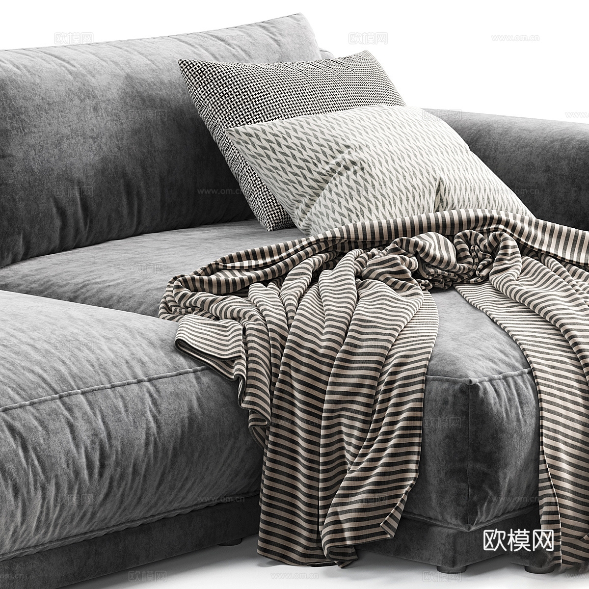 现代 Poliform Paris 布艺转角沙发3d模型下载（渲染图6）