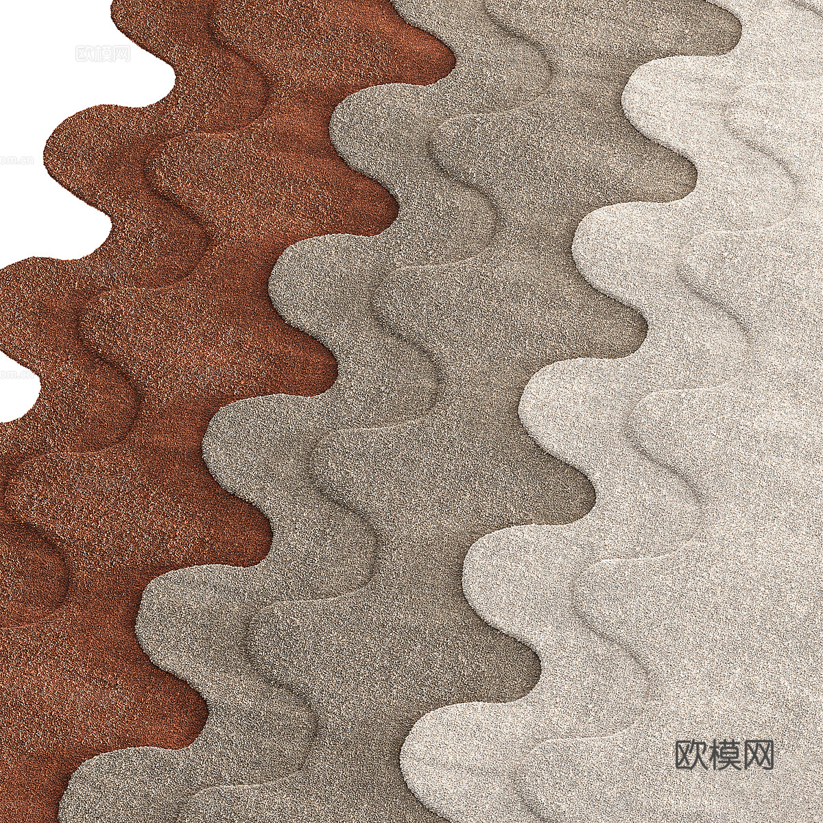 现代奶油风马曼地毯3d模型下载（渲染图5）