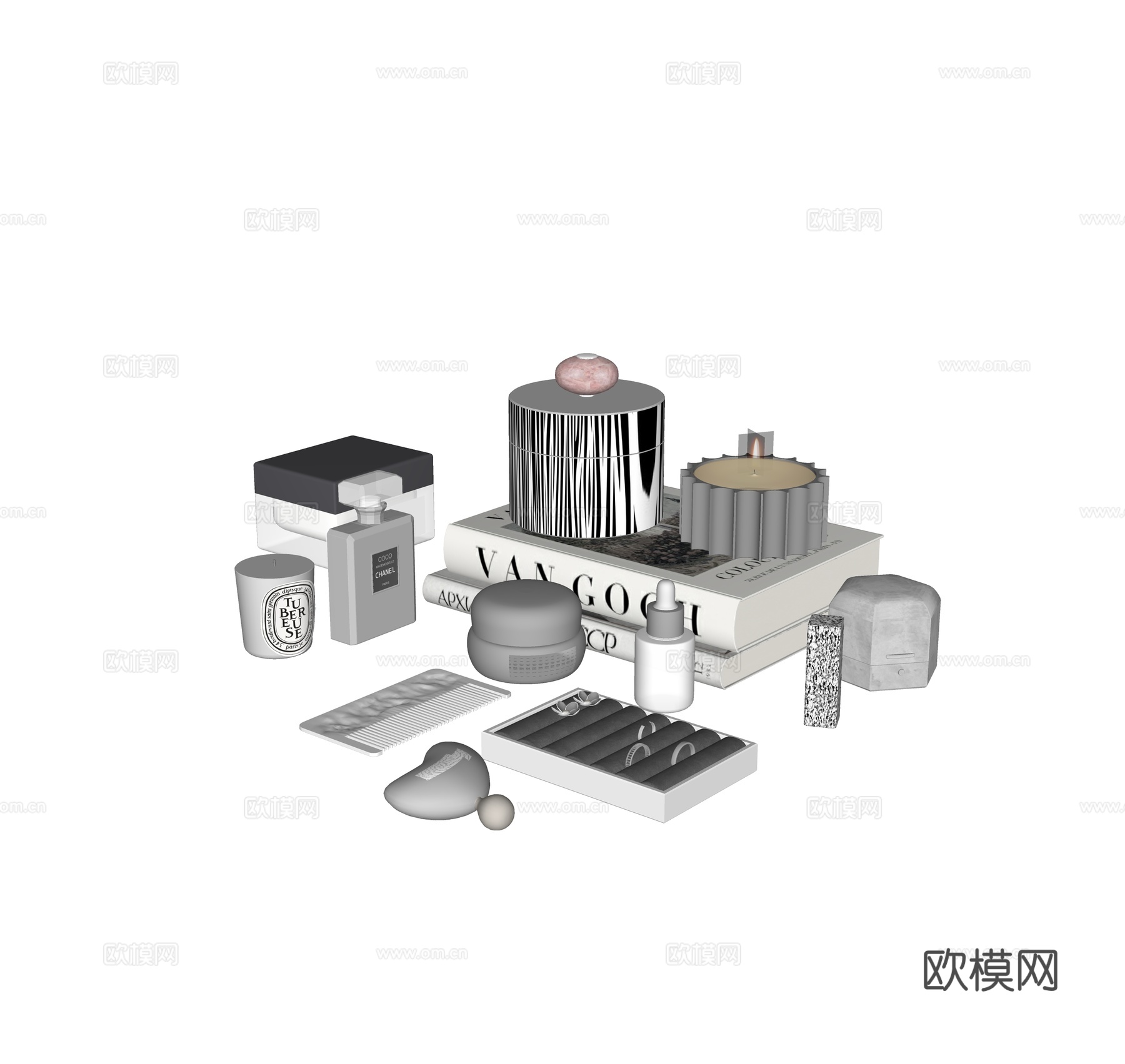 现代轻奢饰品摆件组合su模型