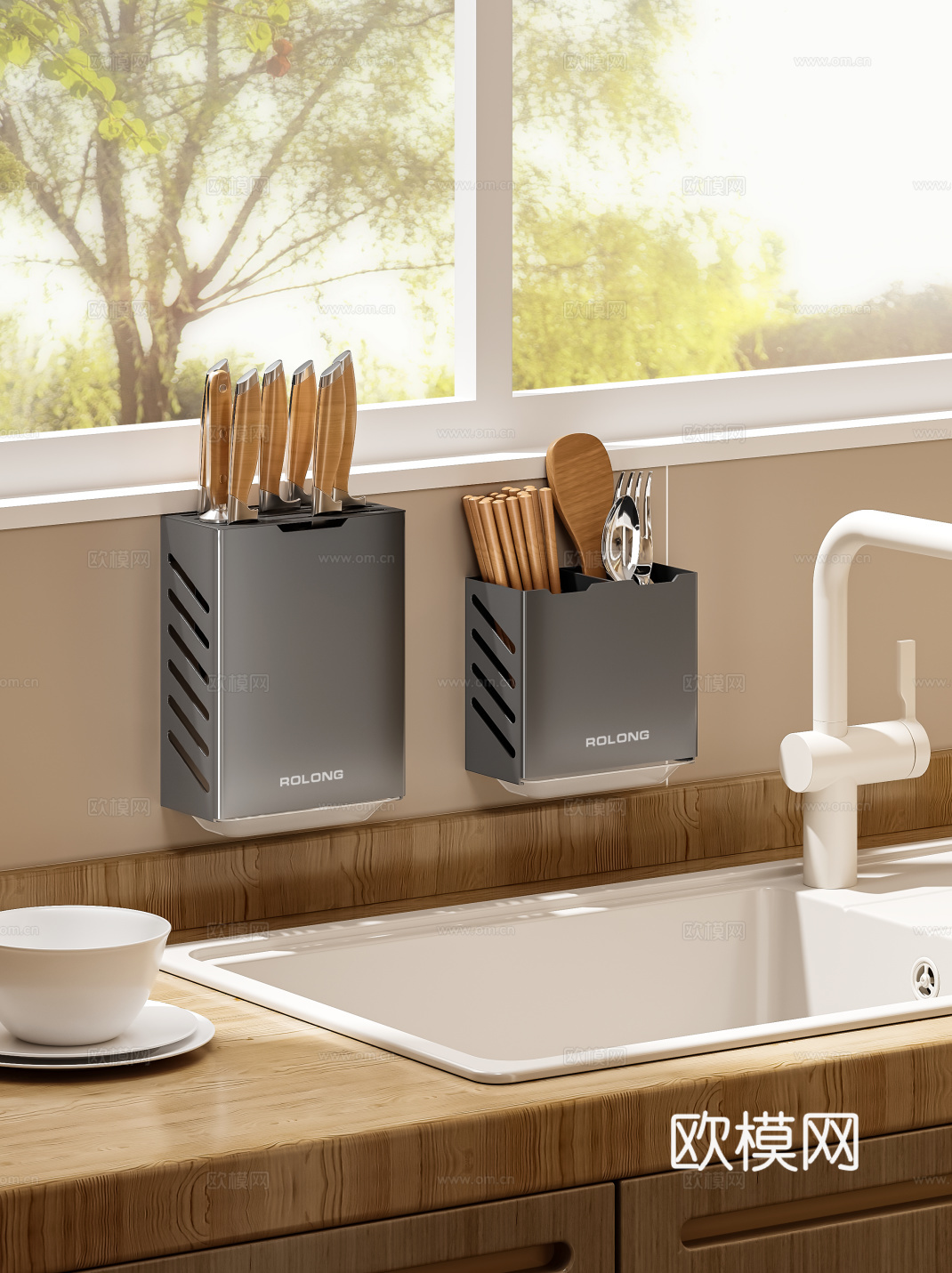 厨房刀架筷子筒3d模型下载