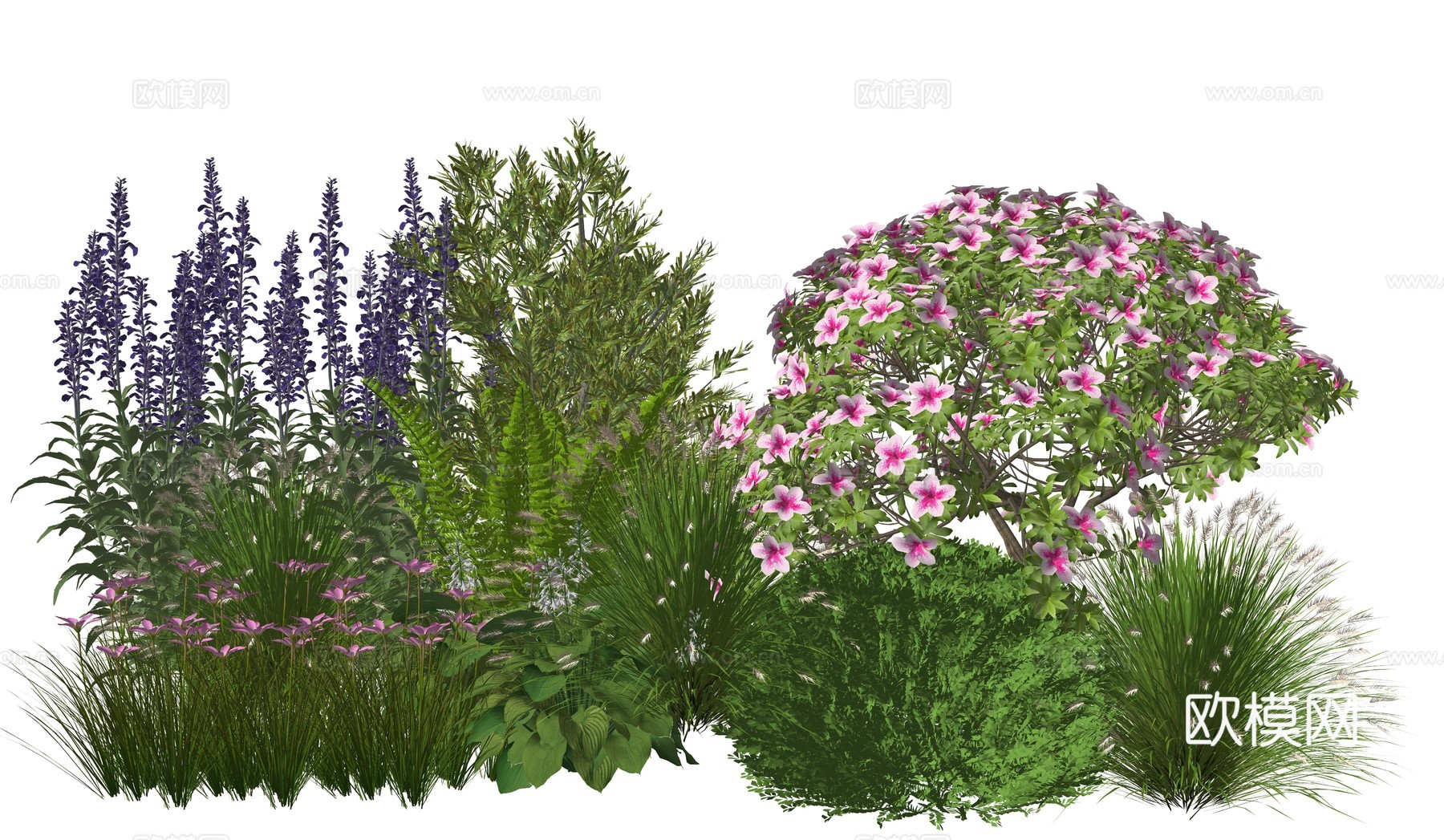 现代庭院花卉植物堆组合su模型