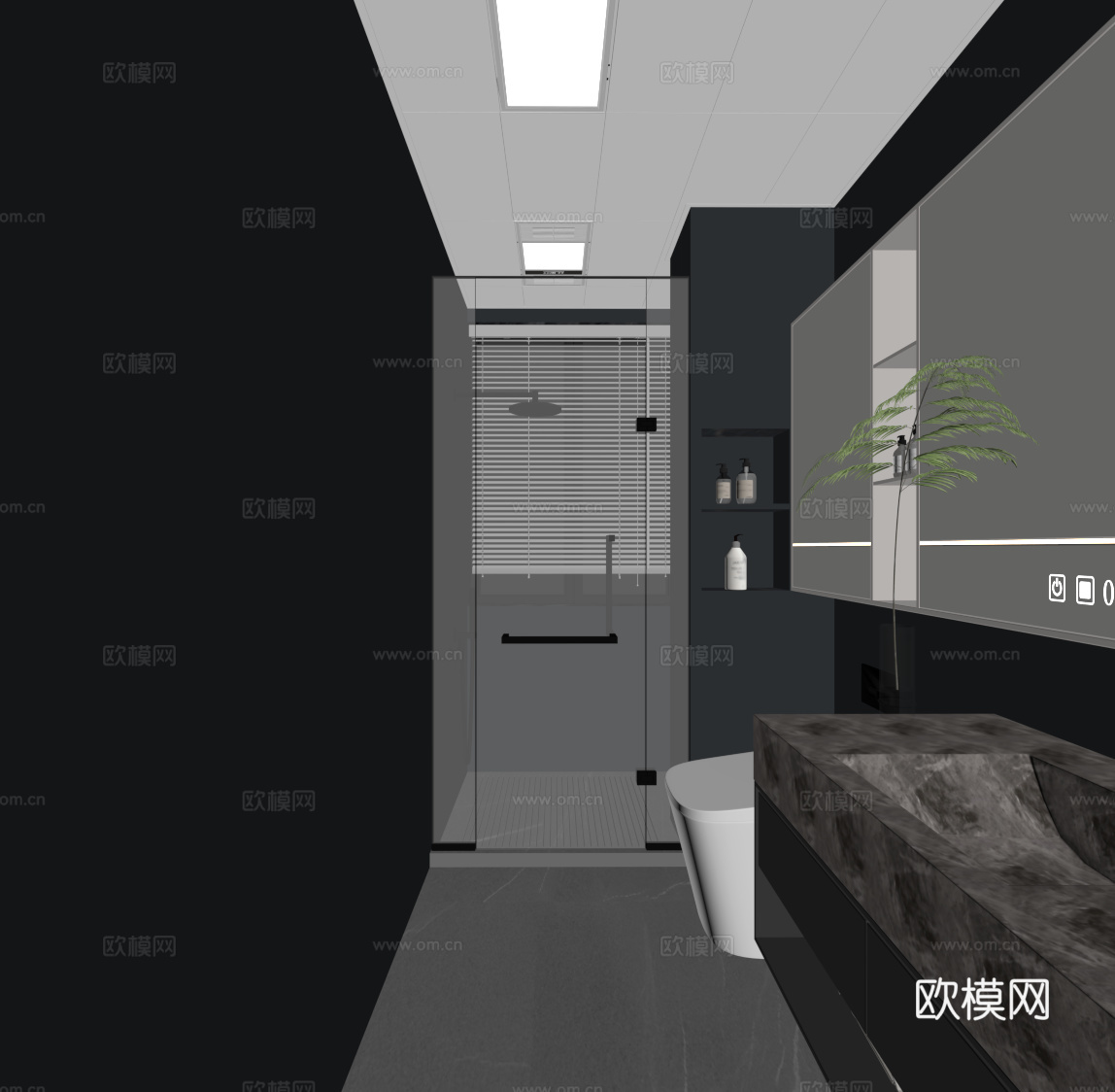 现代意式卫生间su模型
