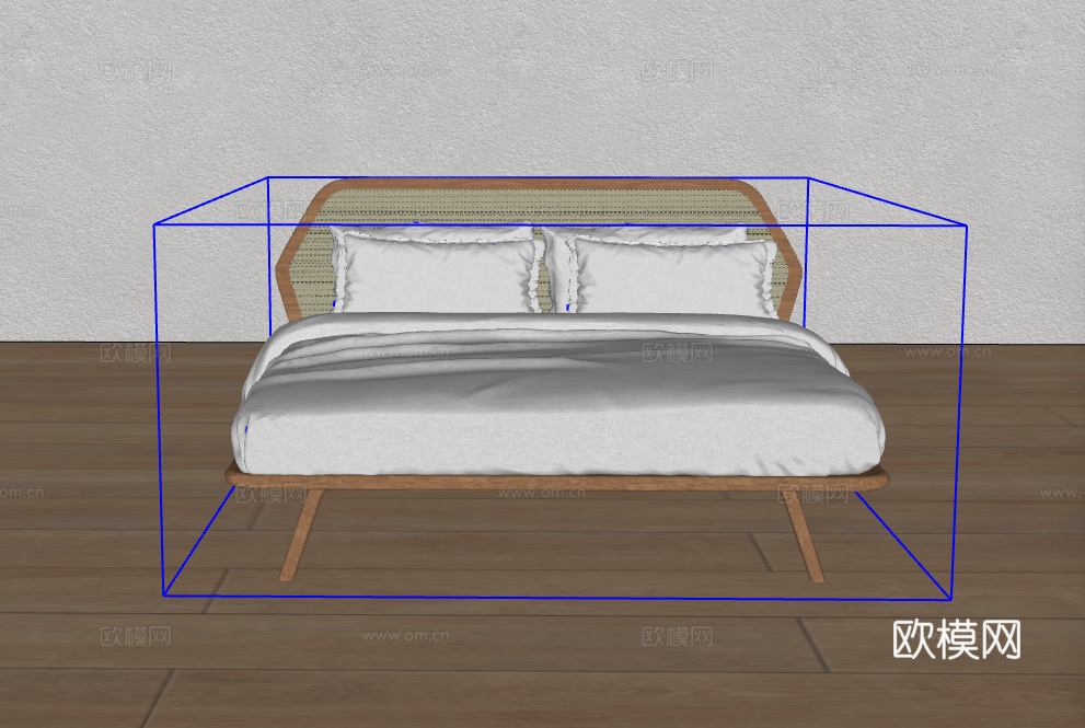 双人床su模型下载（渲染图2）