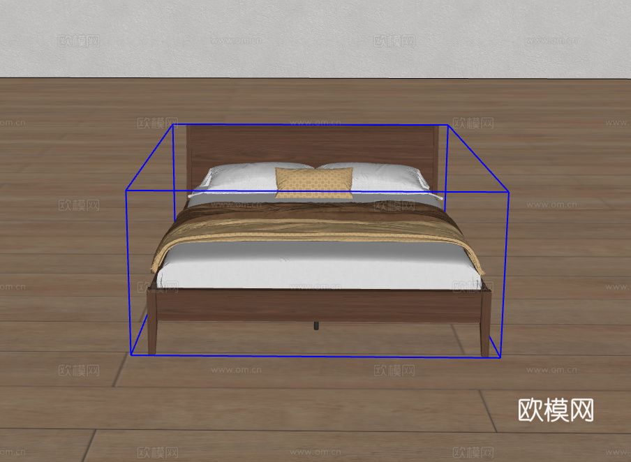 双人床su模型下载（渲染图2）