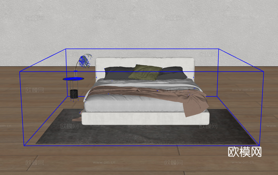 双人床su模型下载（渲染图2）