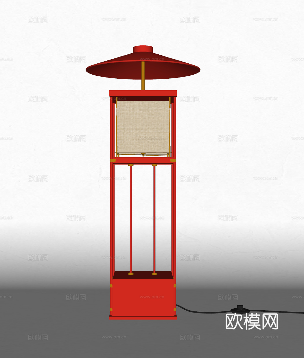 新中式国潮落地灯 烛台su模型