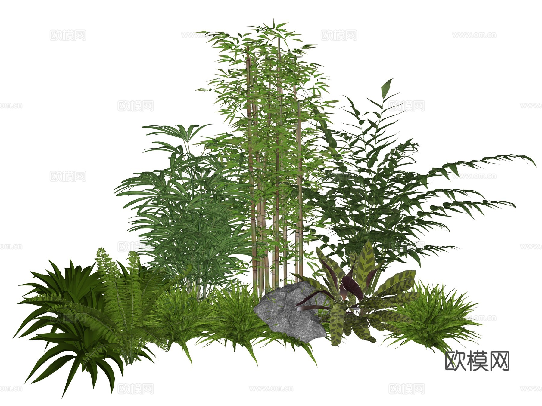 现代庭院植物堆景观组合su模型