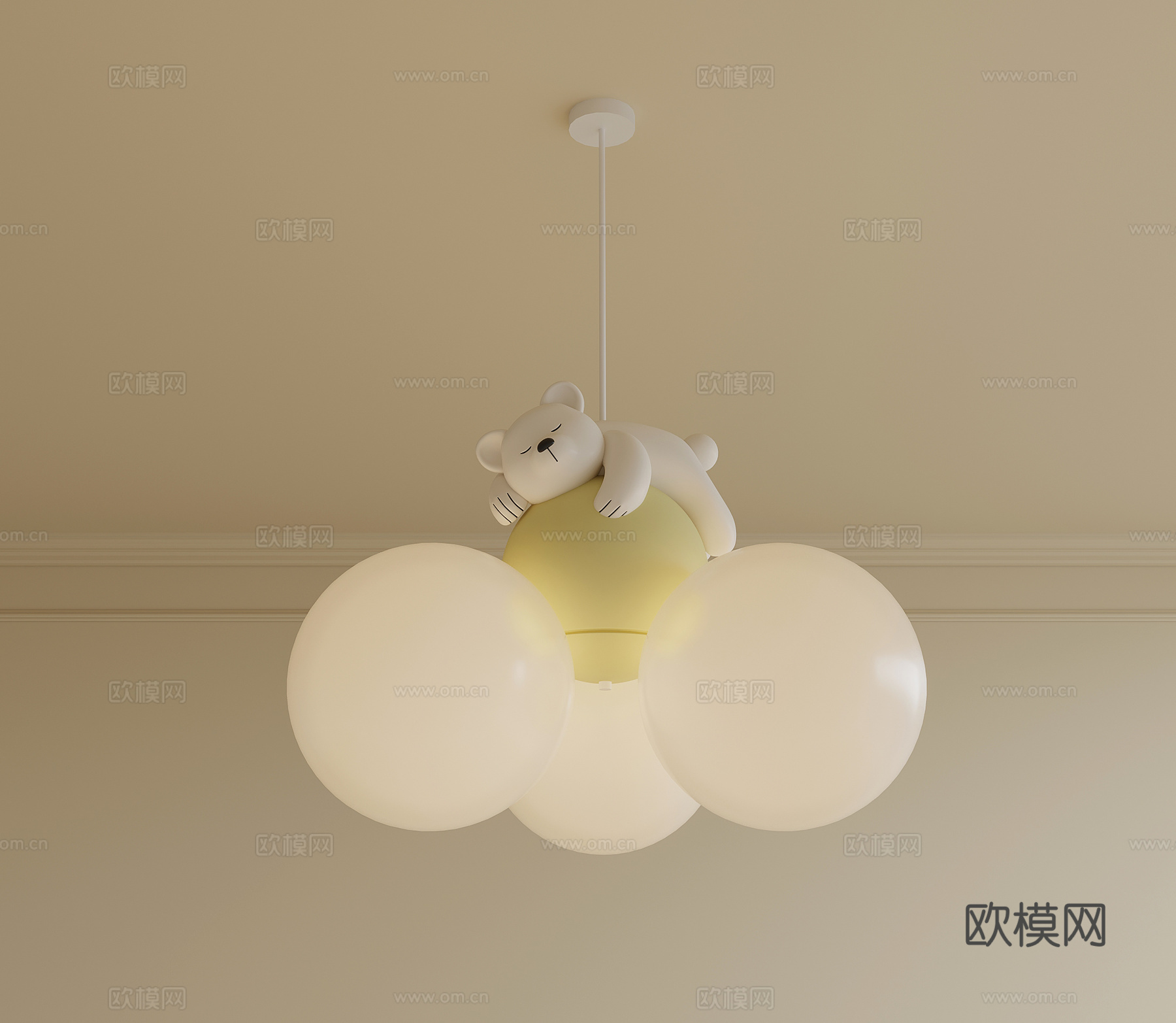 现代奶油风吊灯 儿童吊灯su模型