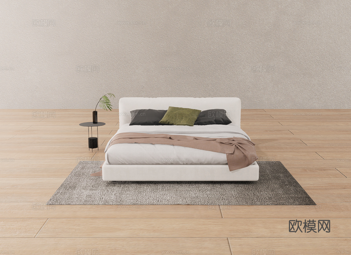 双人床su模型下载（渲染图1）