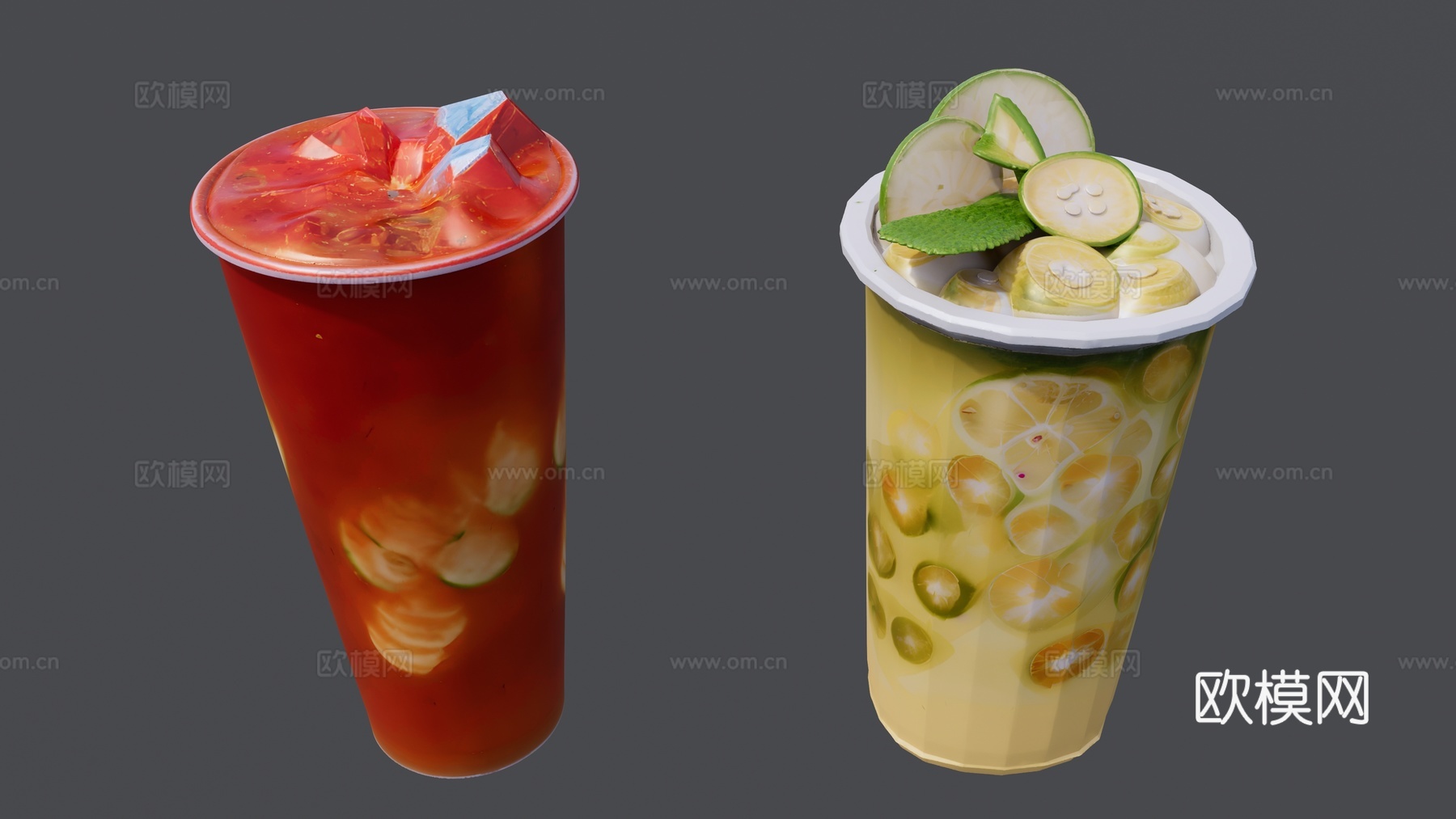 奶茶组合su模型