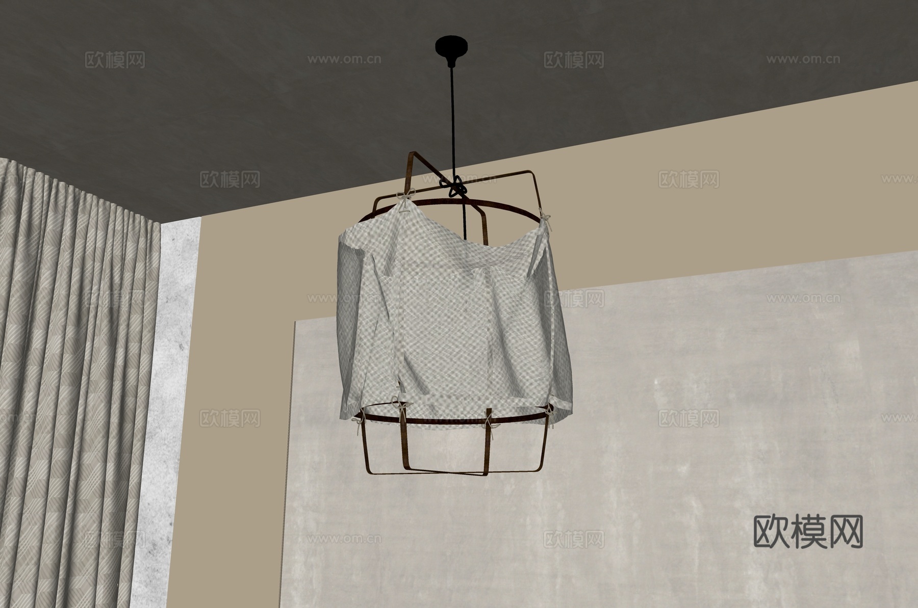 新中式吊灯su模型