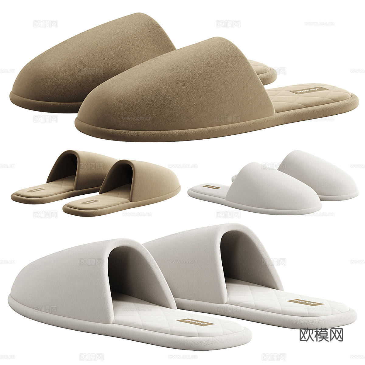 现代布艺拖鞋3d模型