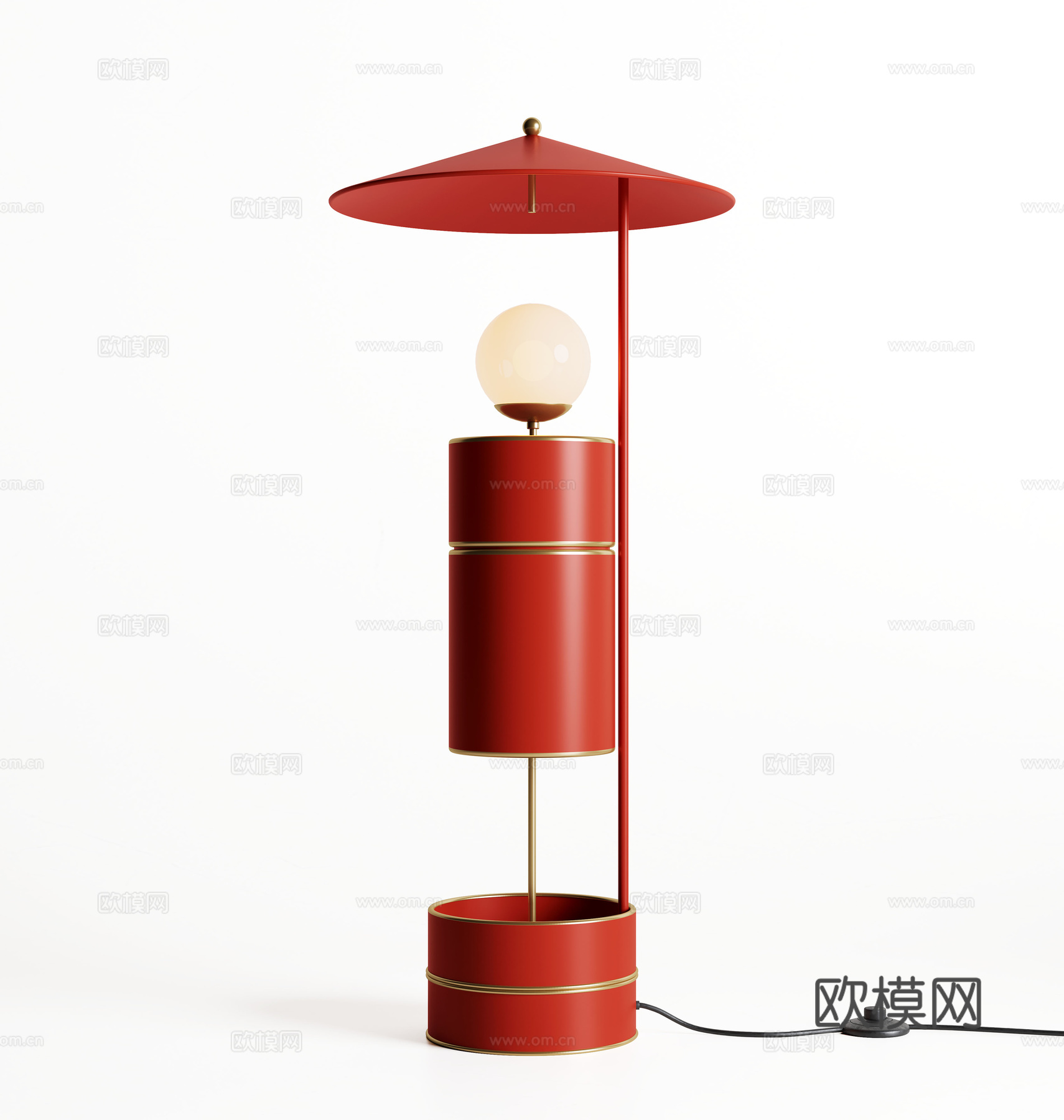 新中式国潮落地灯 烛台3d模型下载