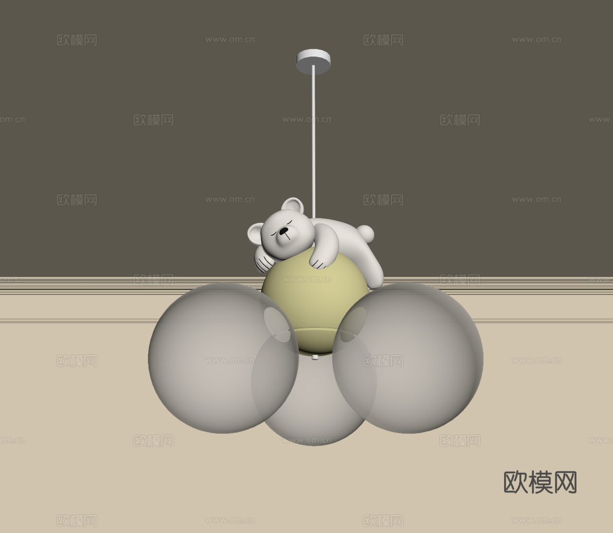 现代奶油风吊灯 儿童吊灯su模型