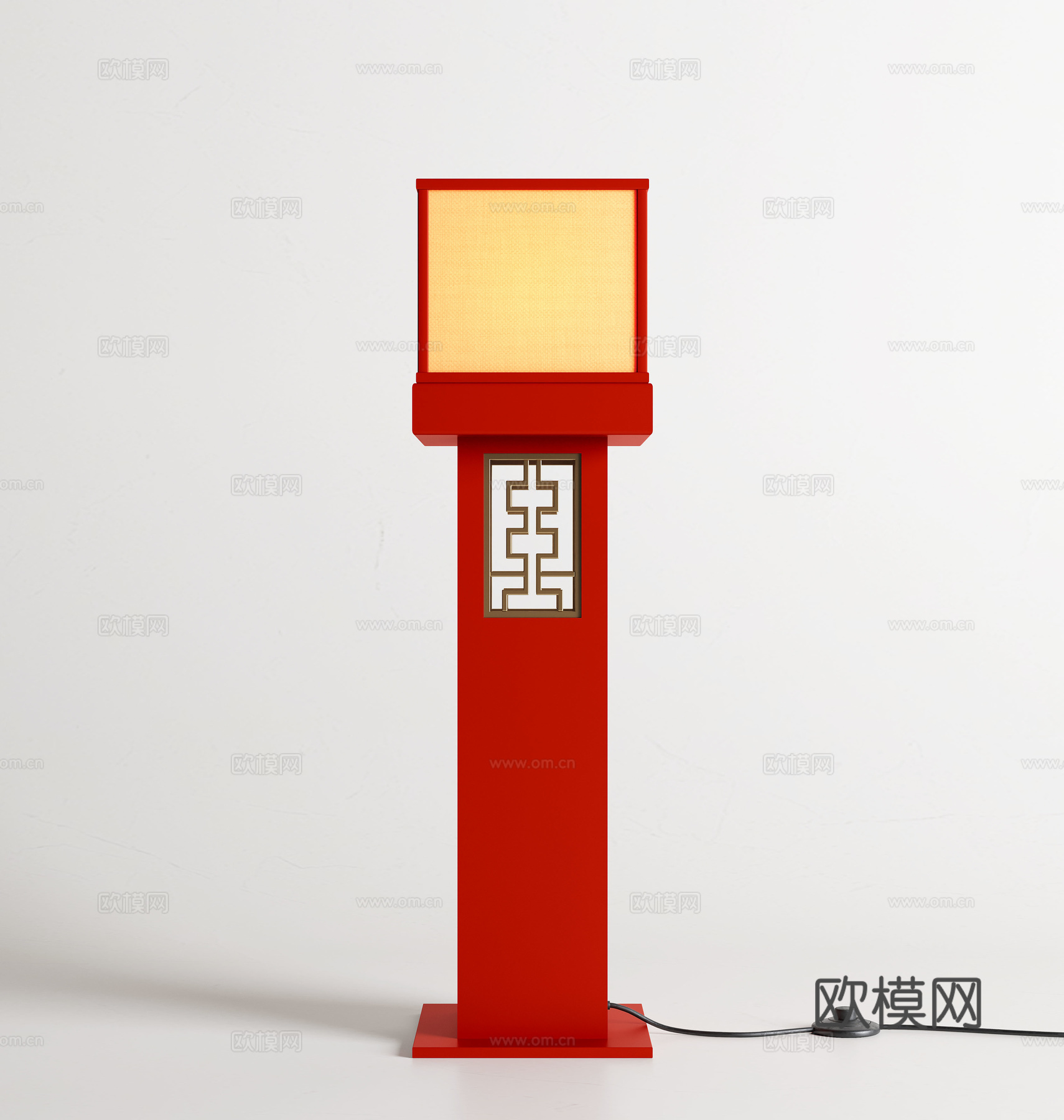 新中式国潮落地灯 烛台3d模型下载