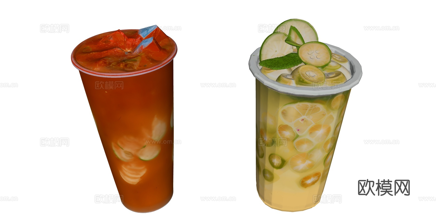 奶茶组合su模型