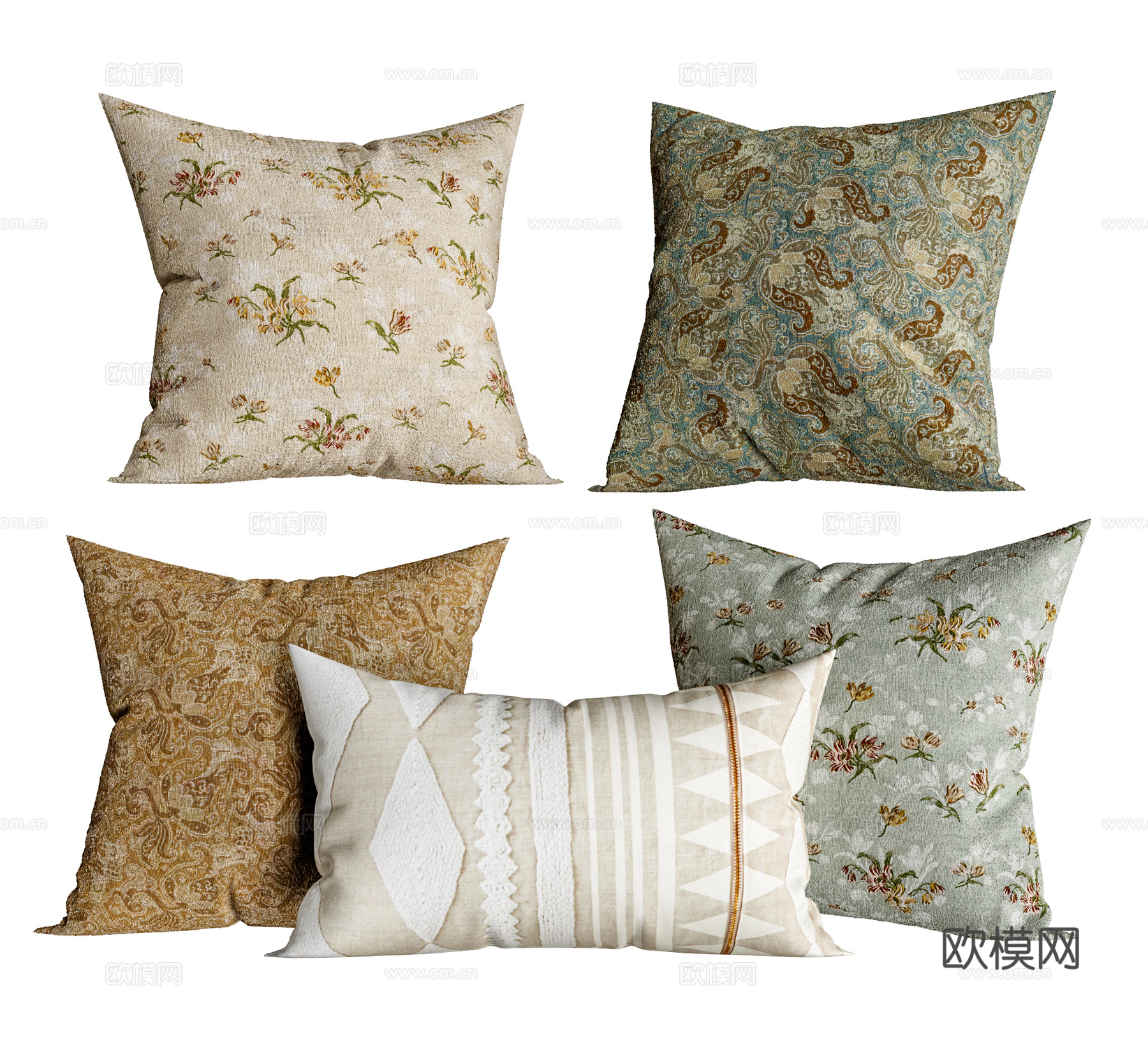 中古风抱枕 方形抱枕 沙发抱枕 枕头3d模型下载