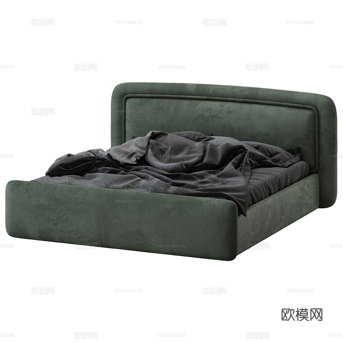 现代简约双人床 双人床 简约床 卧室床 抱枕  双人床3d模型下载