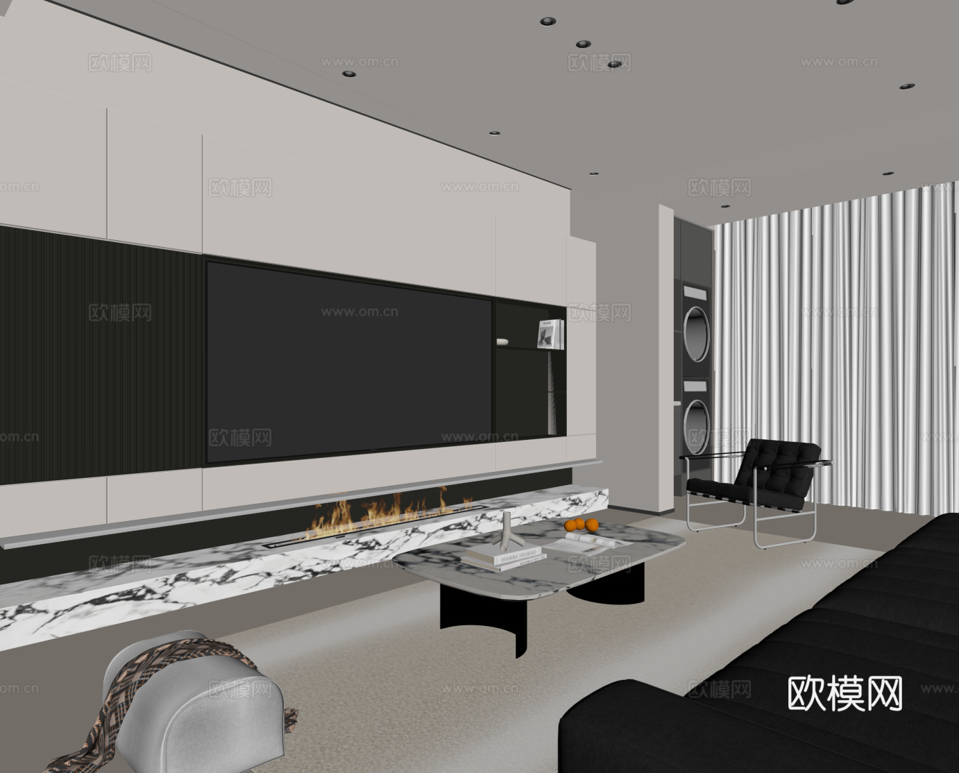 现代客厅su模型