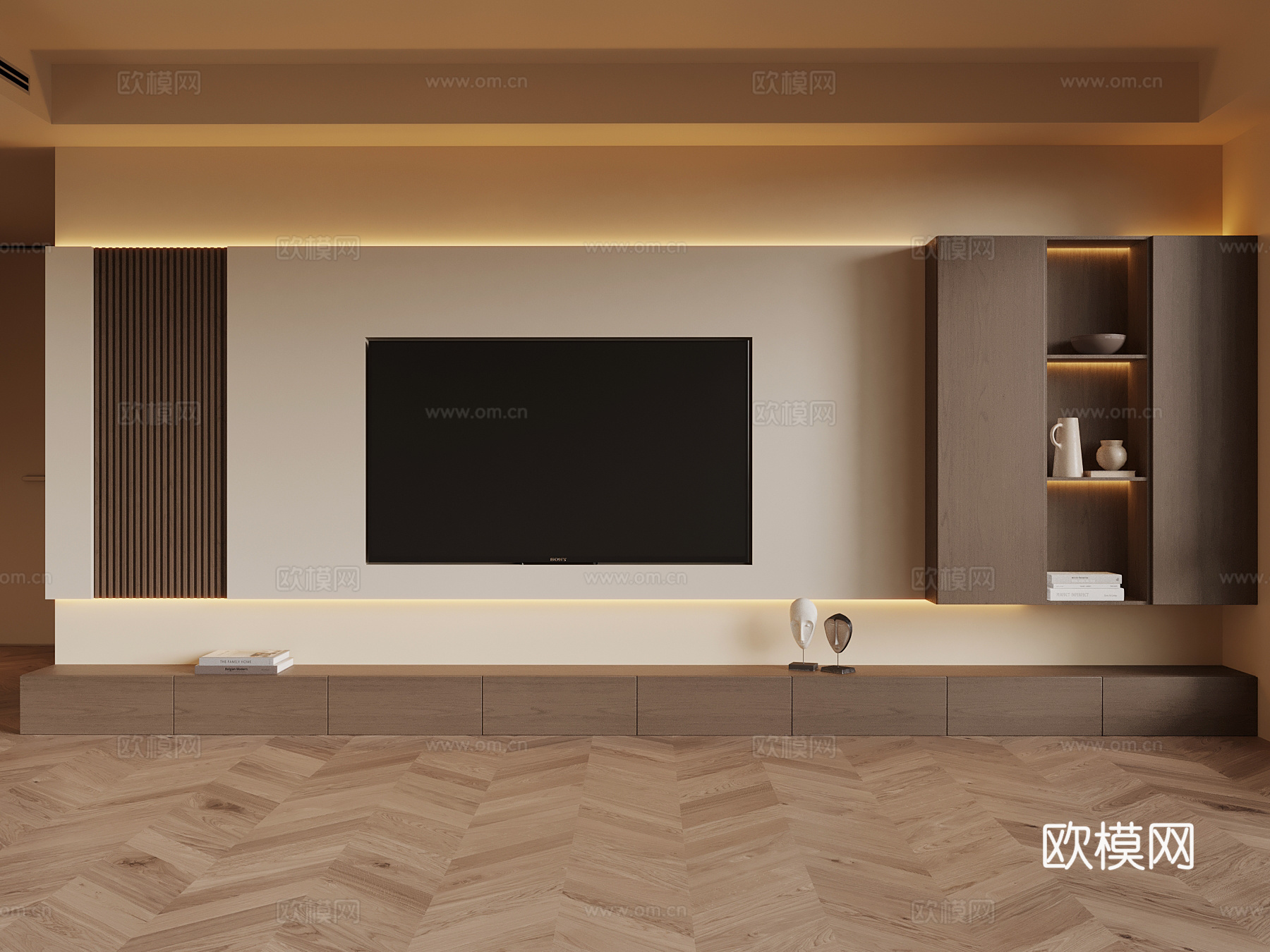 中古风电视背景墙3d模型下载