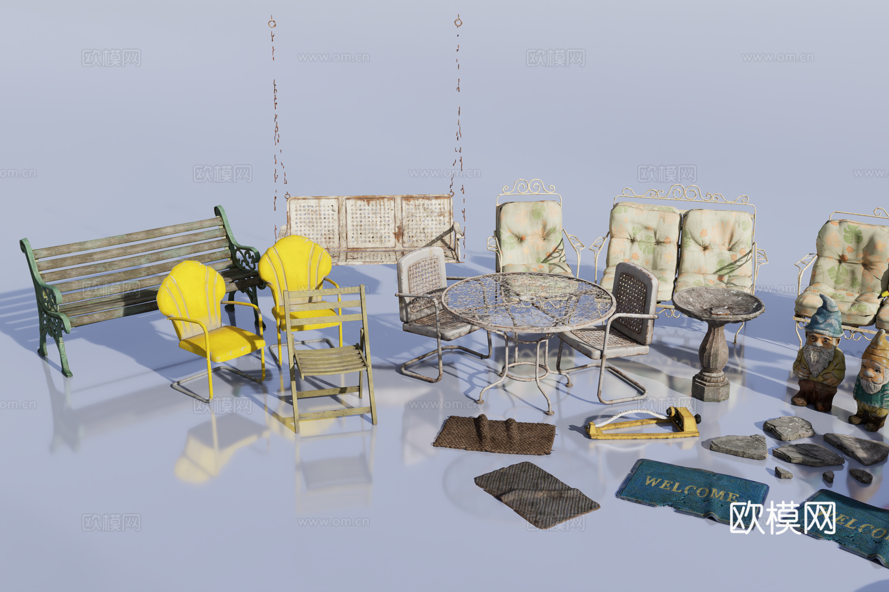欧式复古家具组合3d模型
