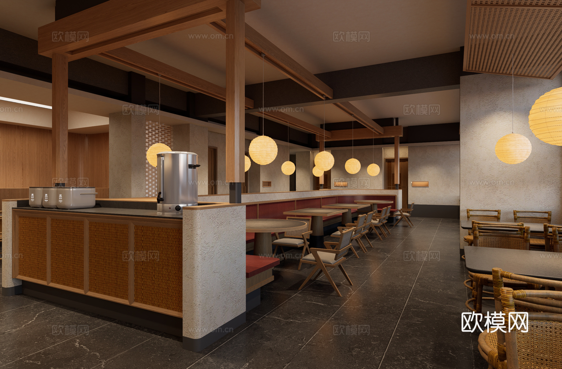 现代川菜餐饮店su模型
