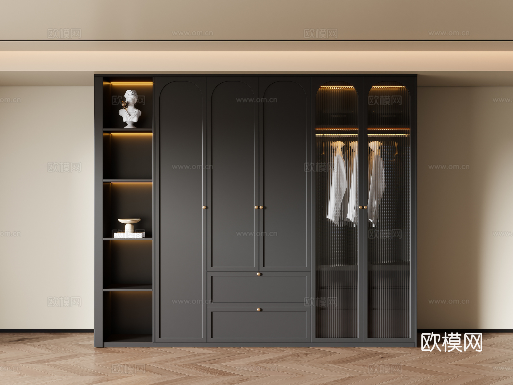 法式中古风衣柜3d模型下载